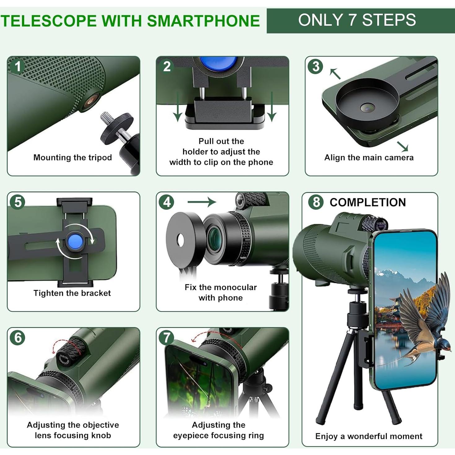 Telescopio Monocular Tigeberst KHD45 12x 52mm Impermeable