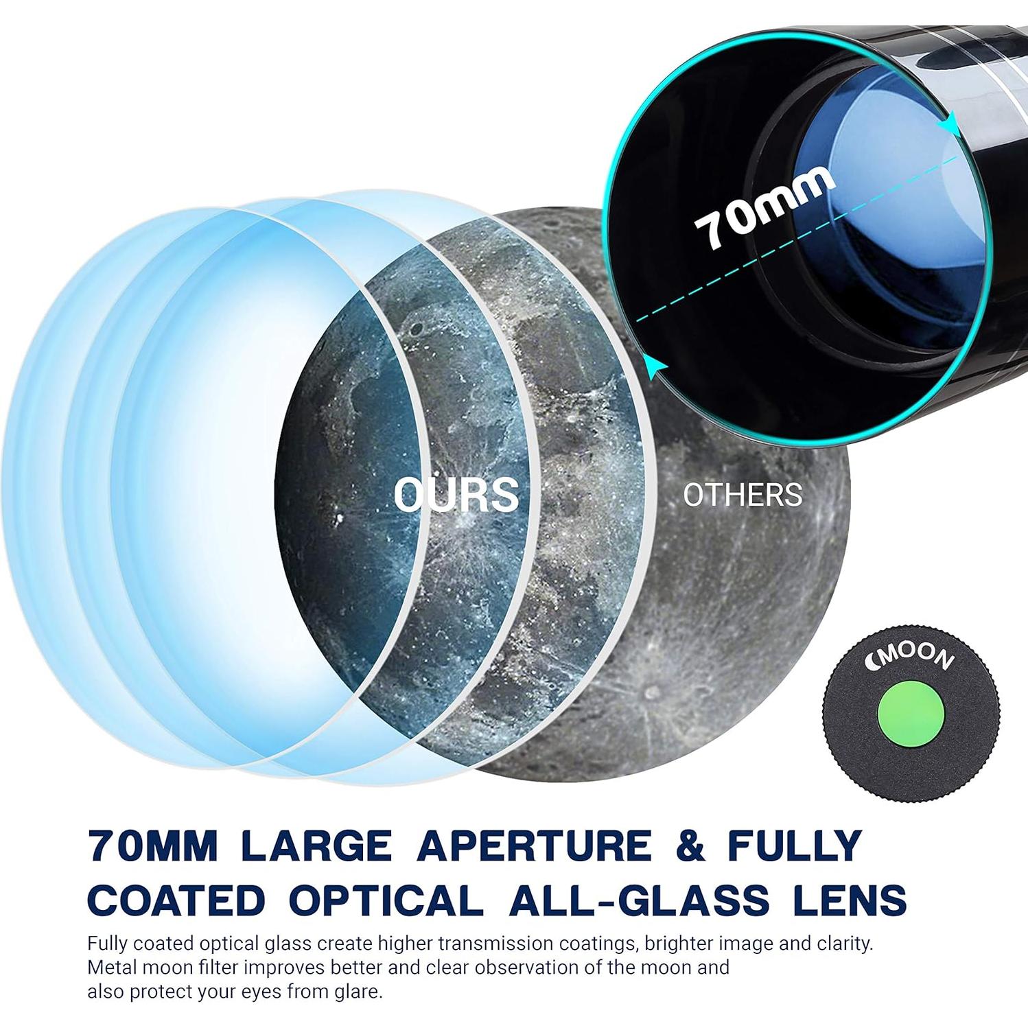 Telescopio ESSLNB 70 mm Refractor para Principiantes