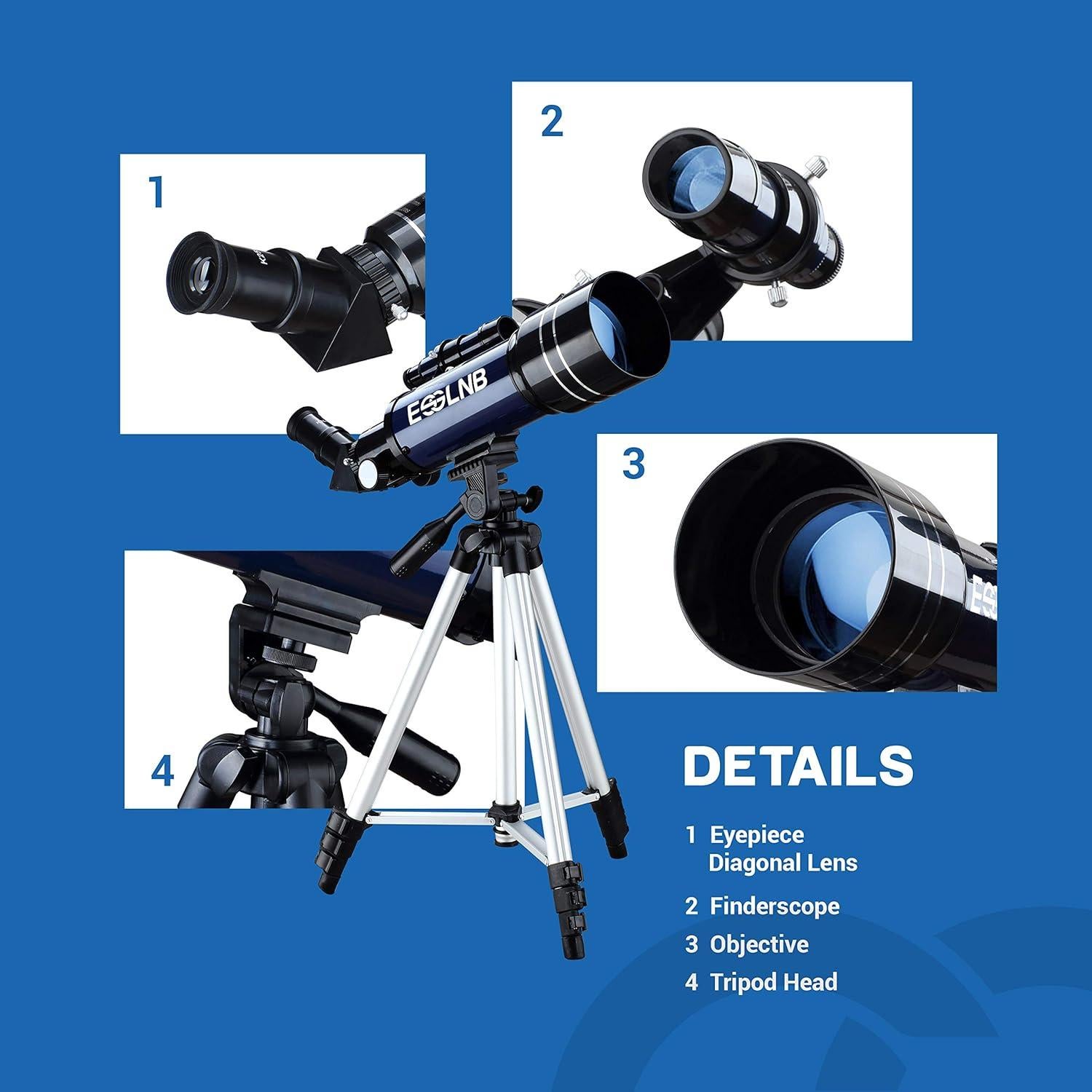 Telescopio ESSLNB 70 mm Refractor para Principiantes