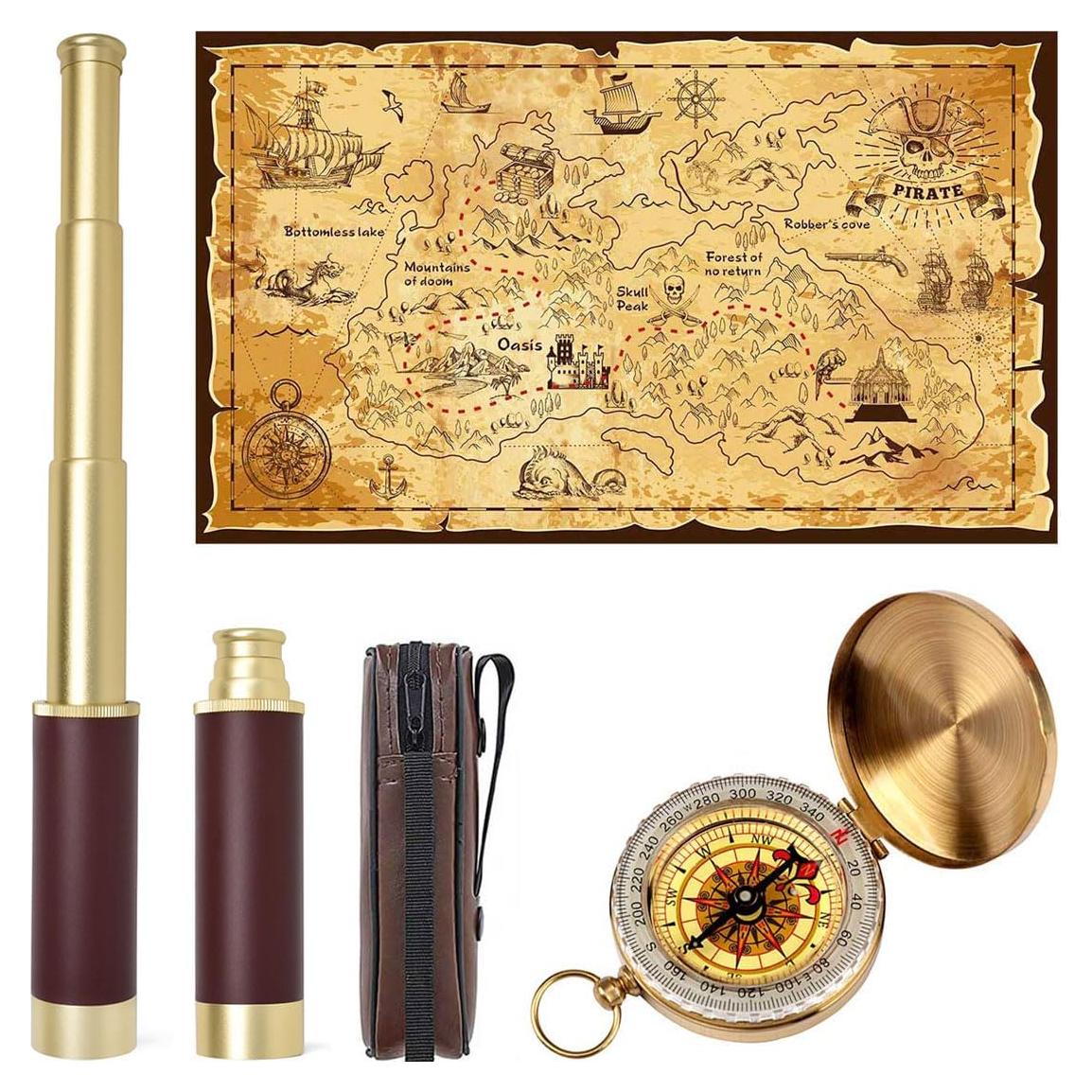 Juego de Juguetes de Pirata Aubric con Telescopio y Mapa