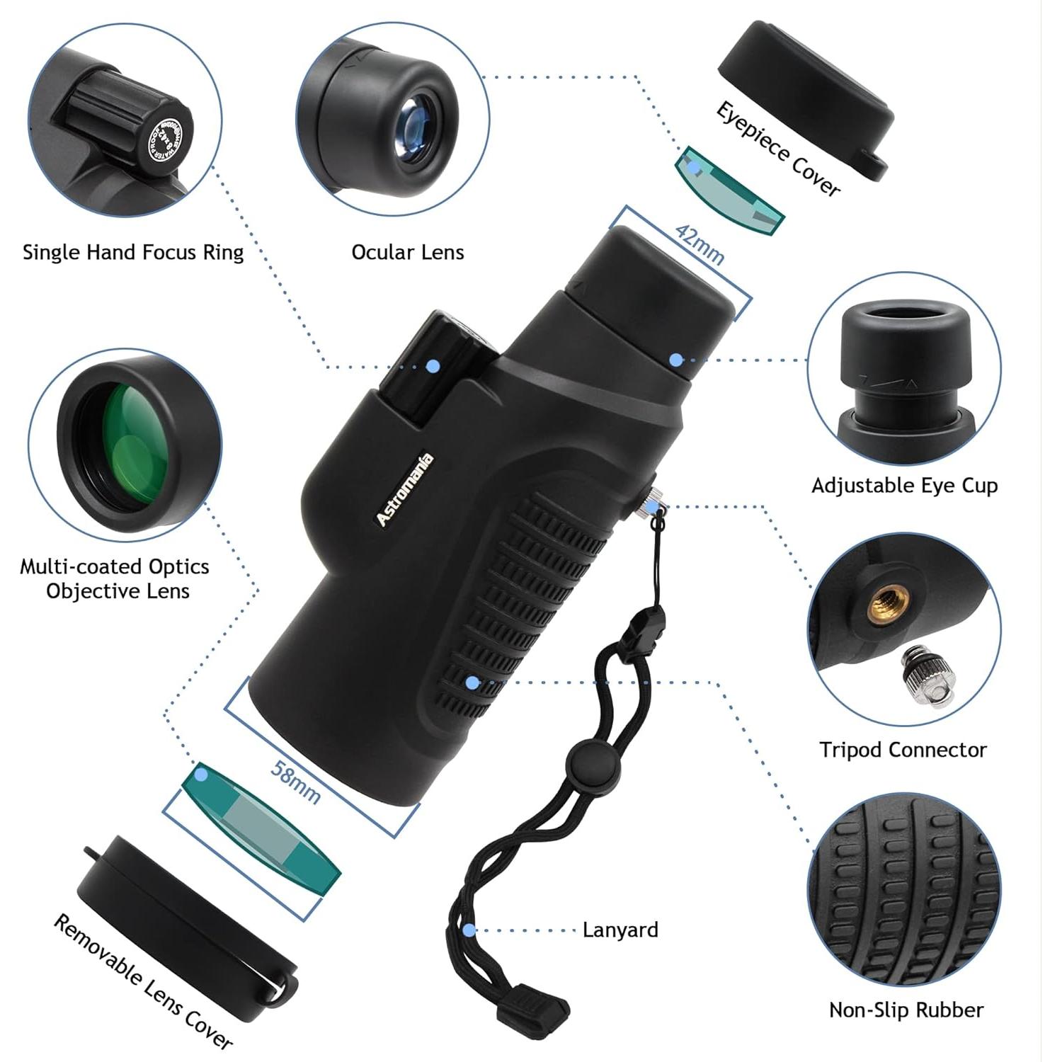 Telescopio Monocular Astromania 8x42 HD Impermeable