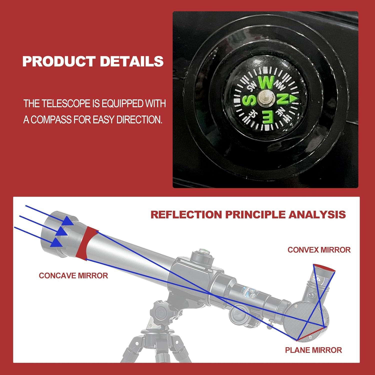 Telescopio Astronómico Little World 20X 30X 40X Portátil