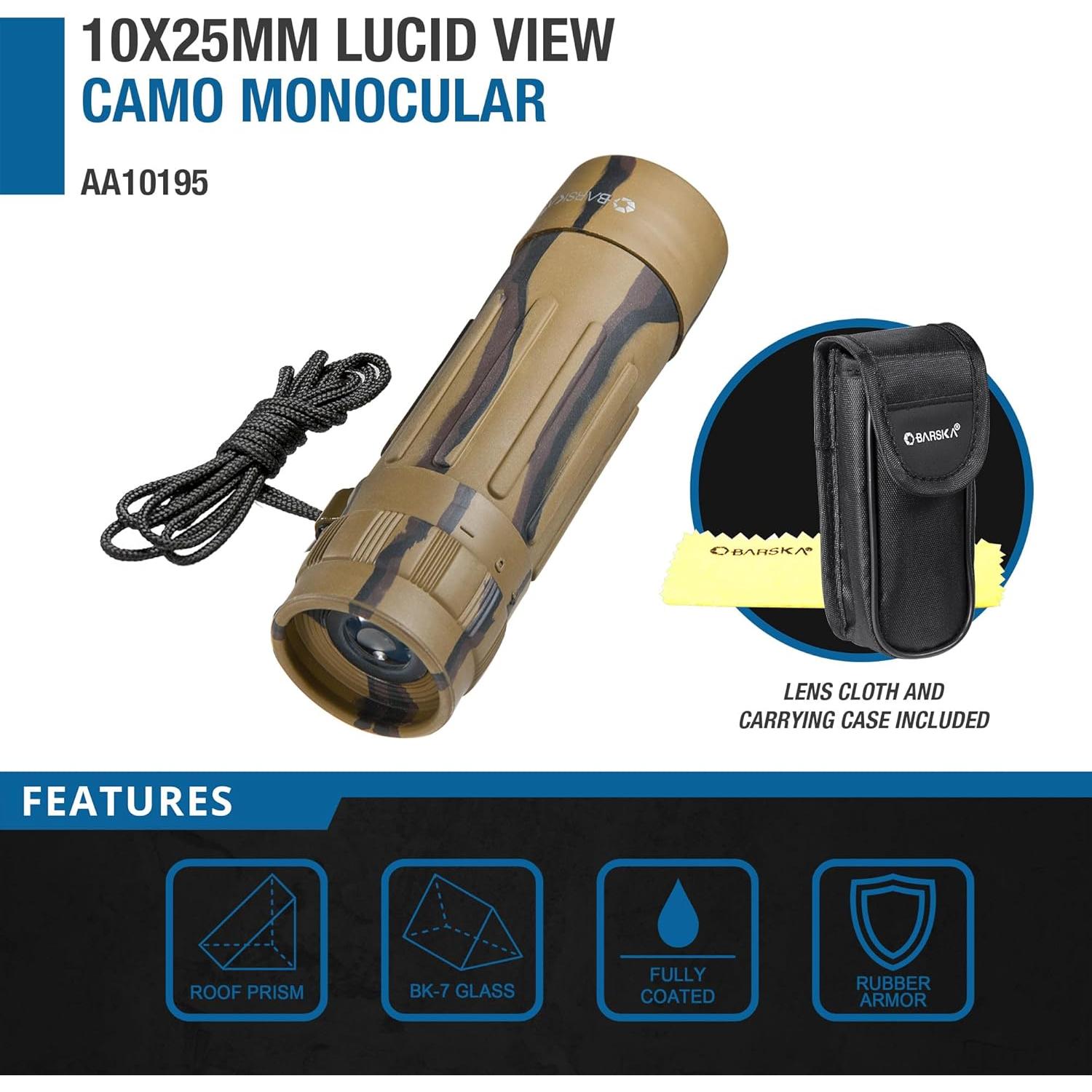 Monóculo Compacto Barska Vista Lucida 10x25 Antideslizante