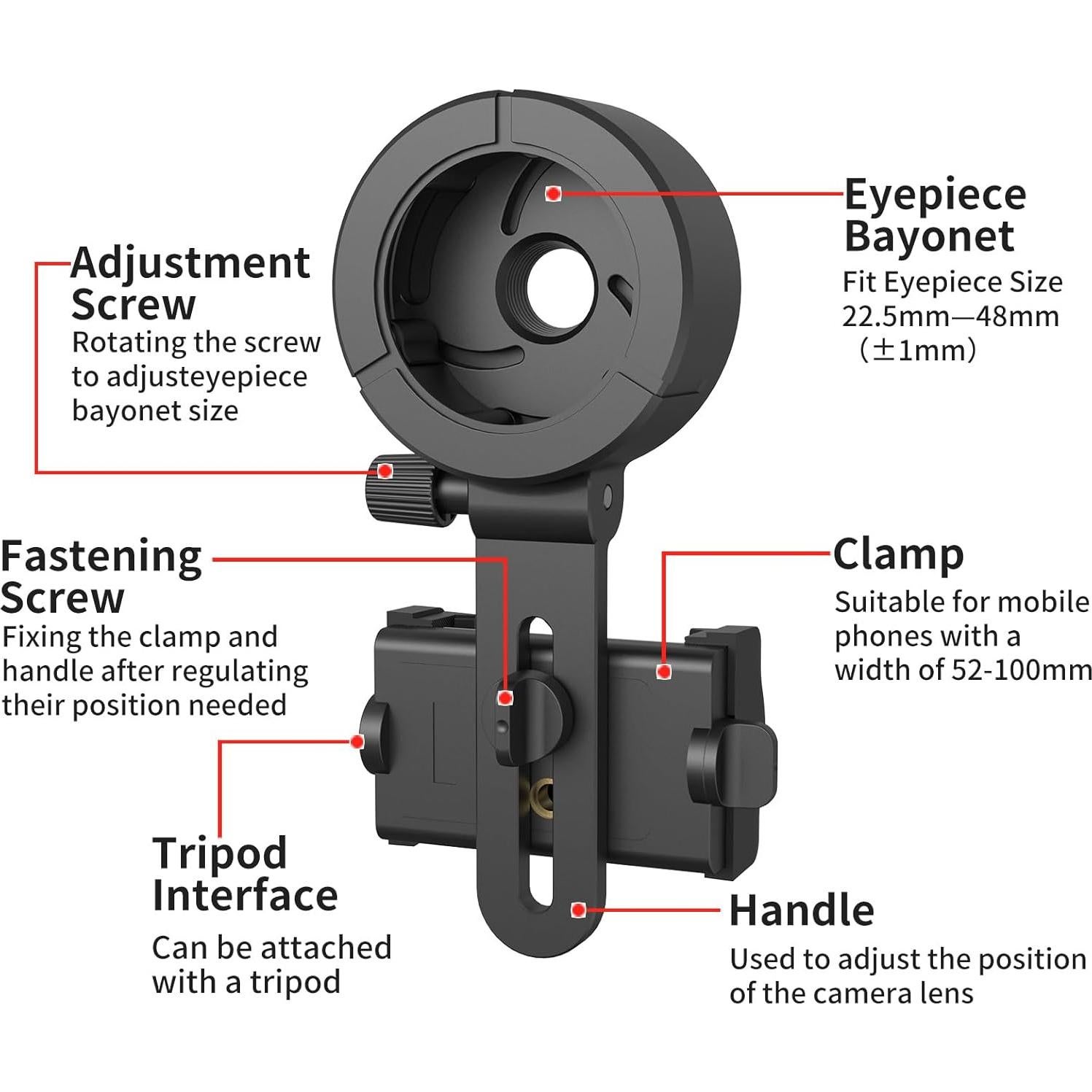 Adaptador Universal para Teléfono Eyeskey - Compatible con Binoculares y Telescopios
