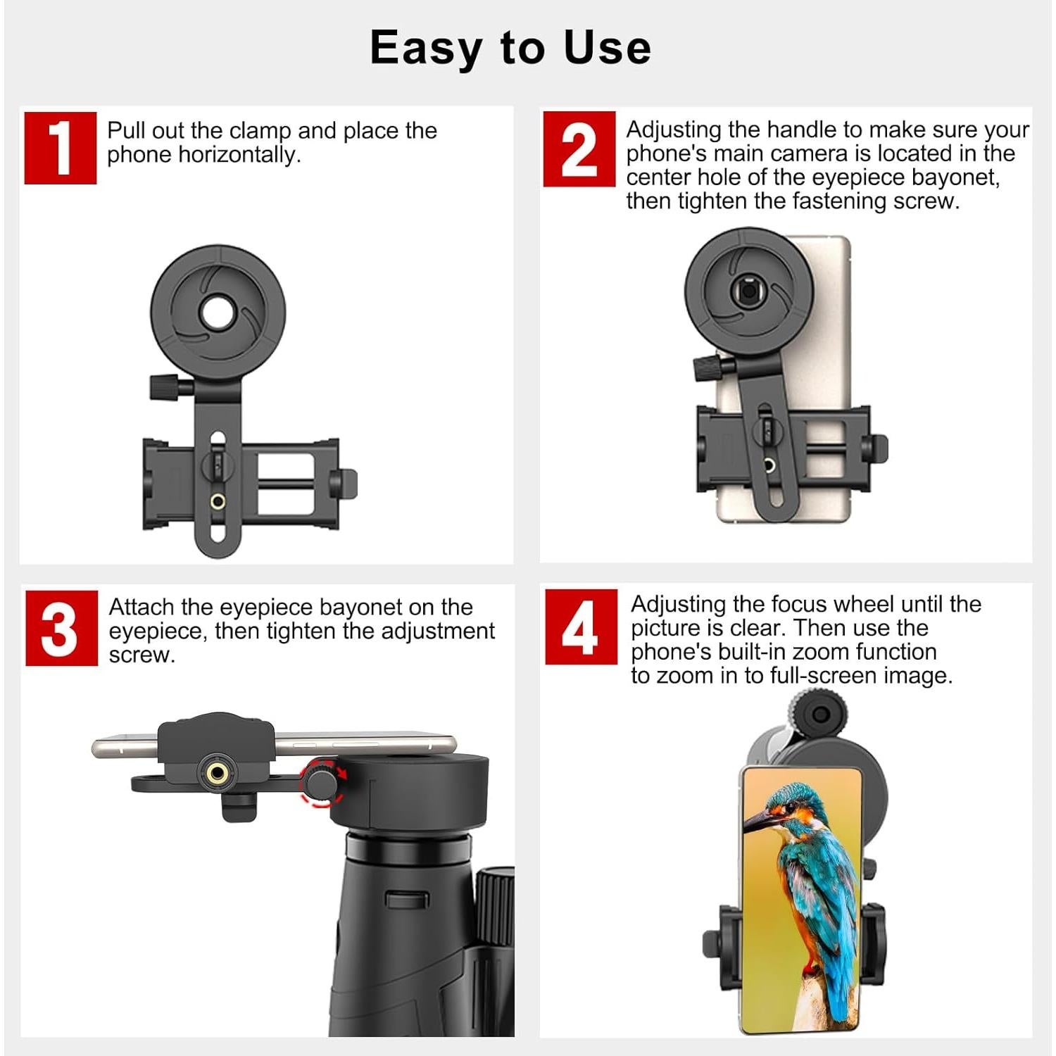 Adaptador Universal para Teléfono Eyeskey - Compatible con Binoculares y Telescopios