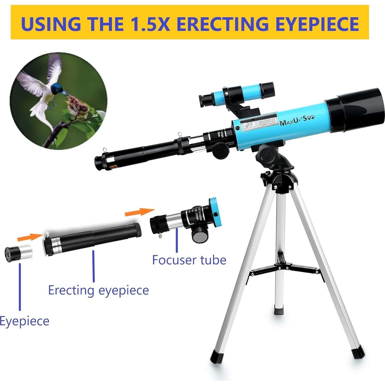 Telescopio Refractor Maxunite F360X50 con Prismáticos HD