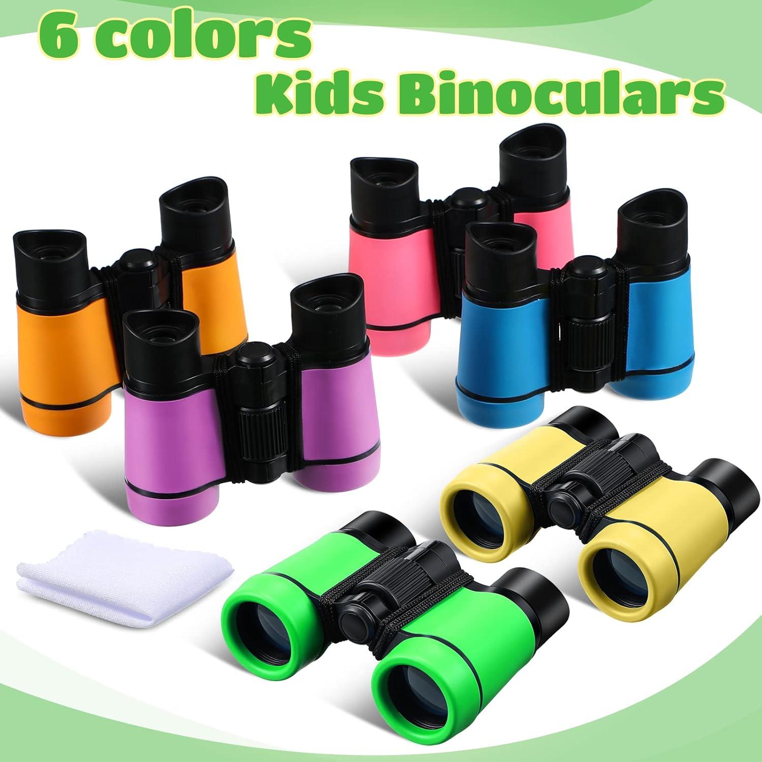 Juego de 6 Binoculares Yunsailing para Niños 4x30 Colores Vivos