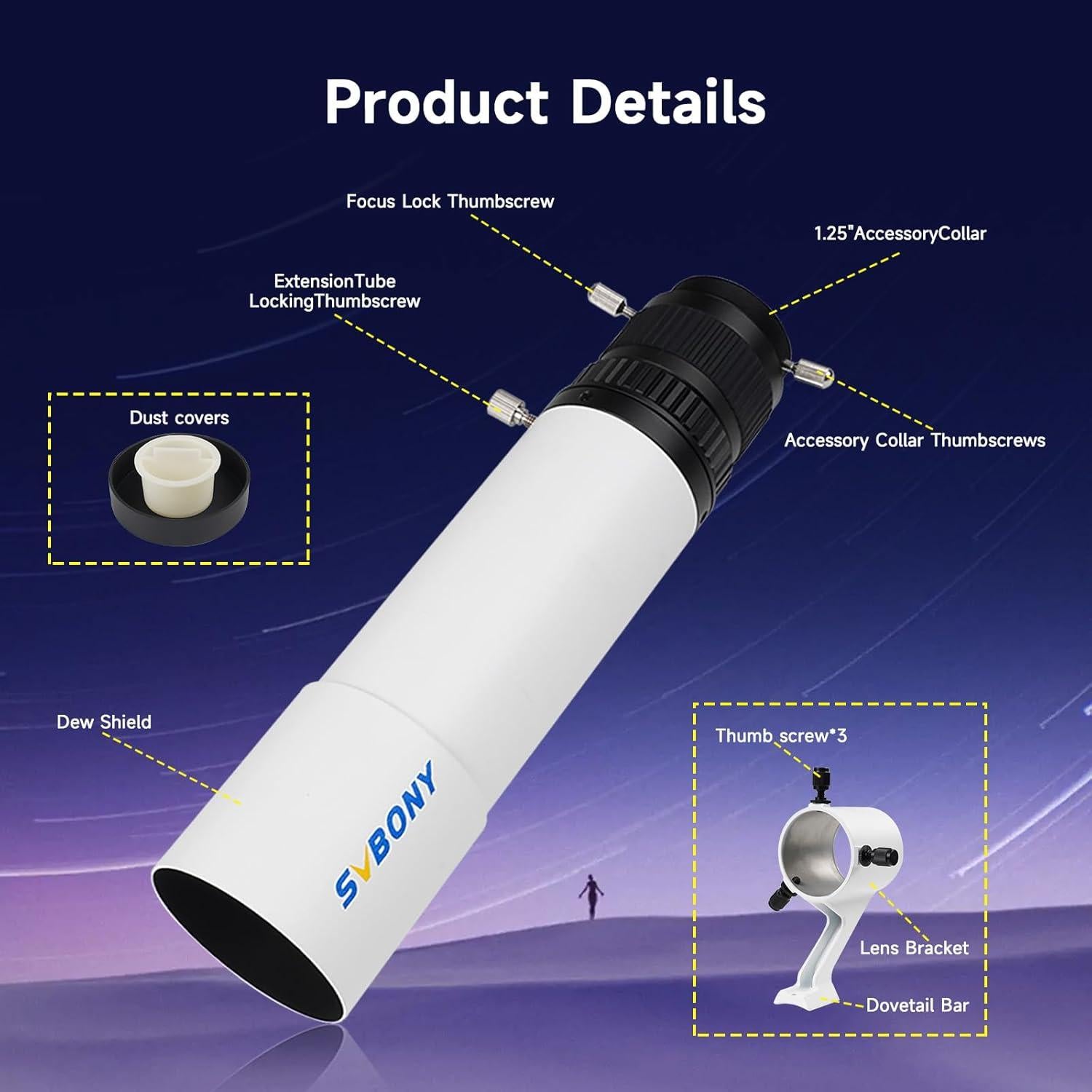 Telescopio Guía SVBONY SV198 50mm Focador Helicoidal