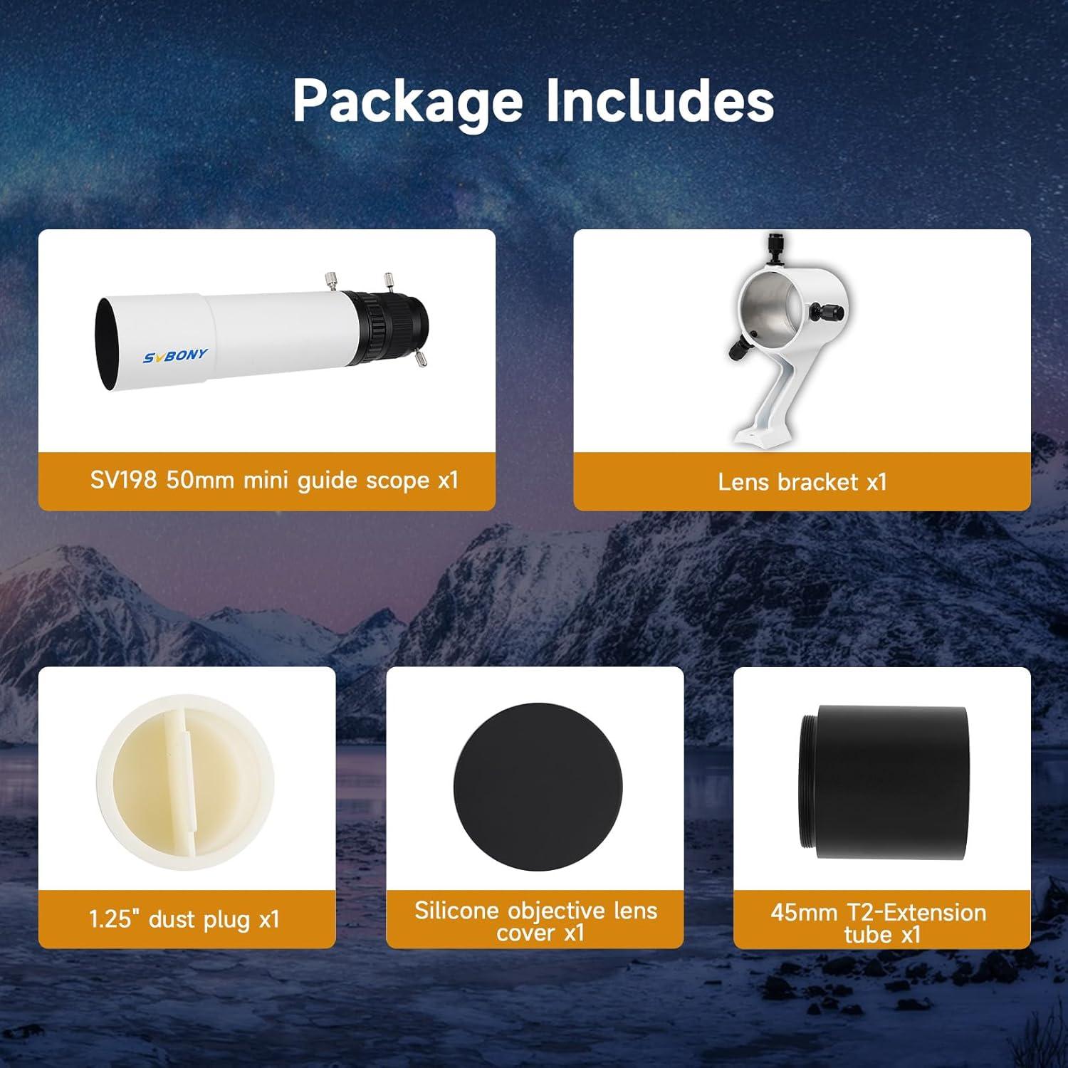 Telescopio Guía SVBONY SV198 50mm Focador Helicoidal