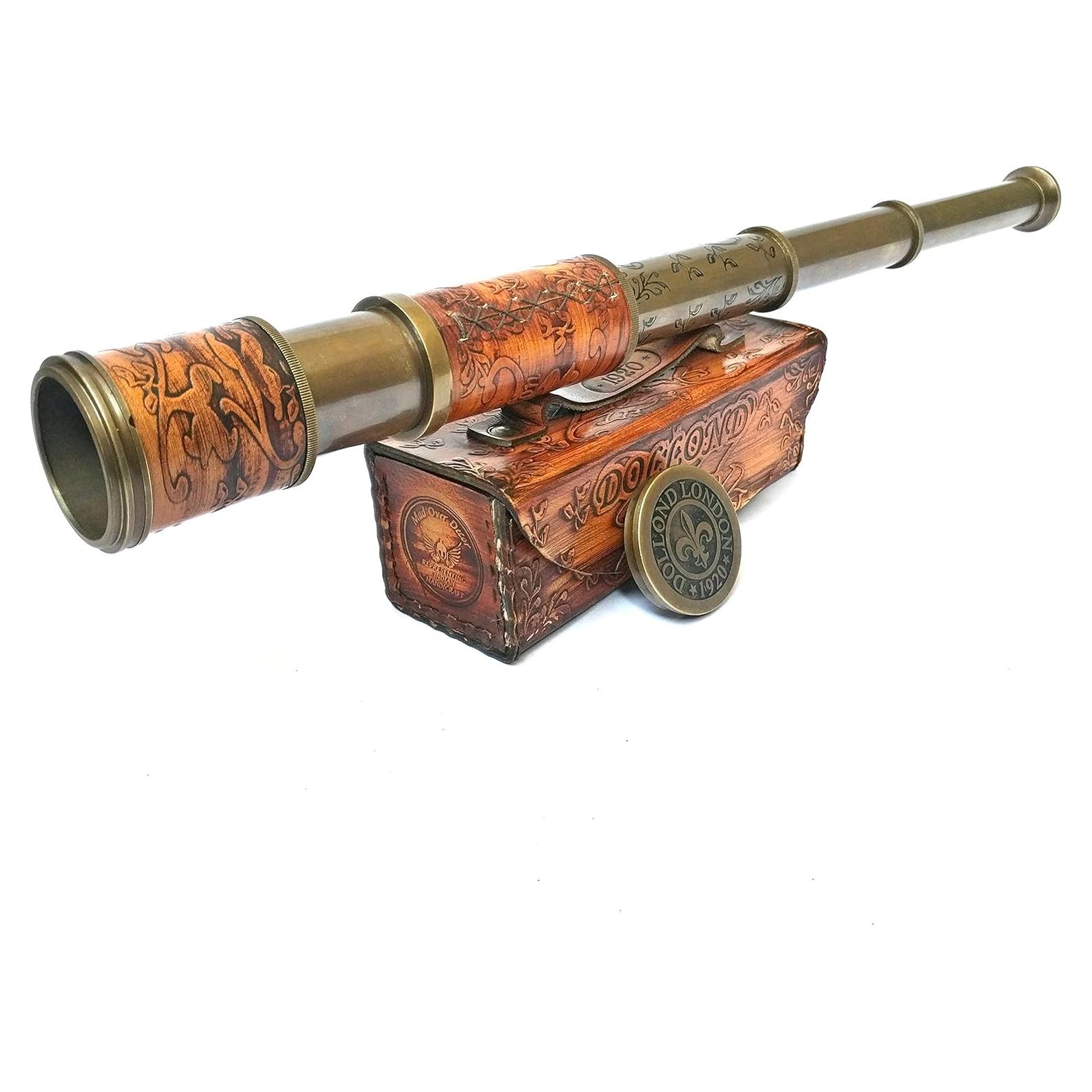 Telescopio de Bronce Nautico Thor 35.56 cm con Estuche