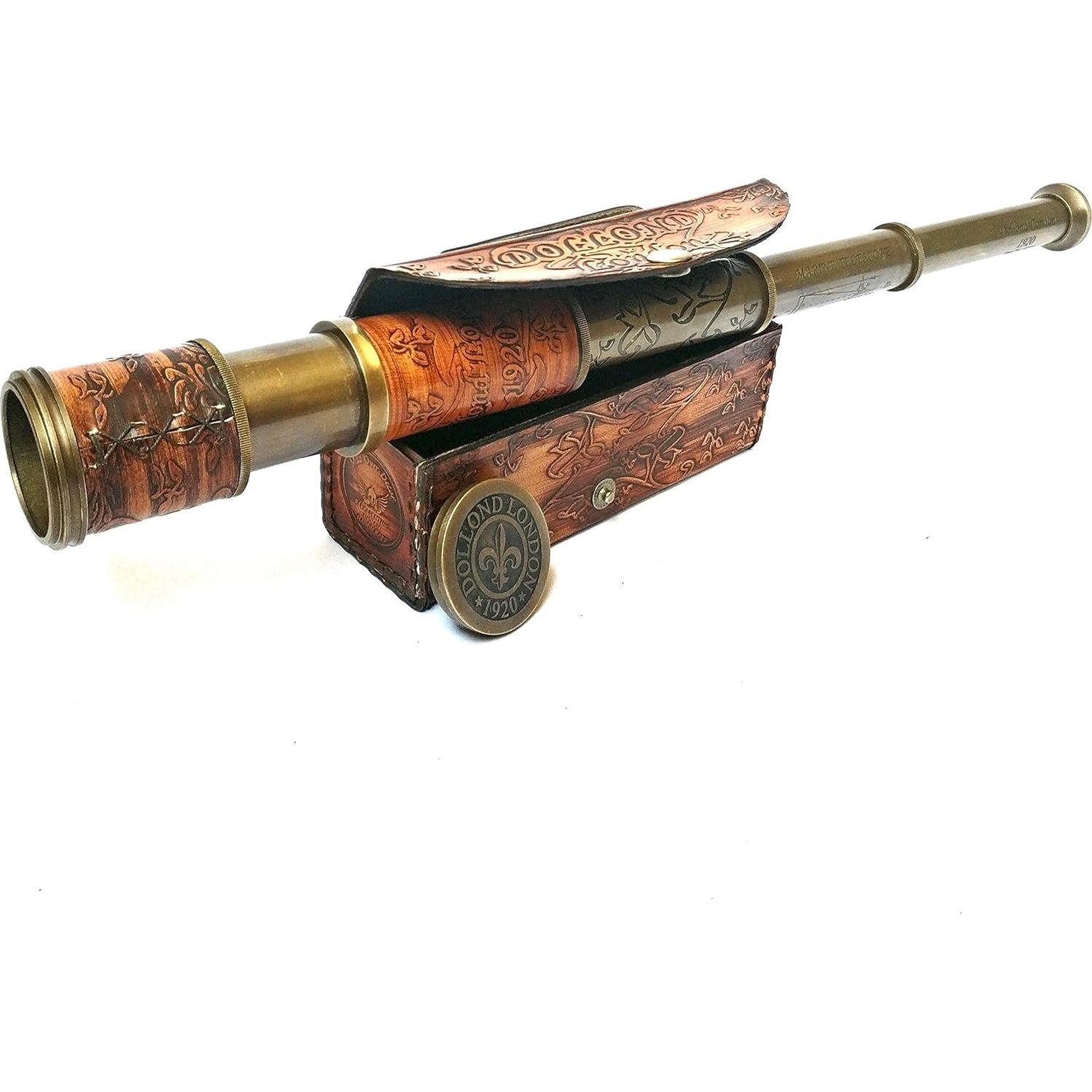 Telescopio de Bronce Nautico Thor 35.56 cm con Estuche