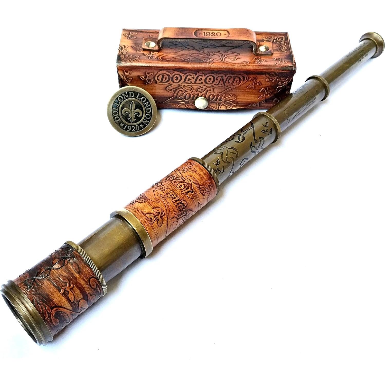 Telescopio de Bronce Nautico Thor 35.56 cm con Estuche