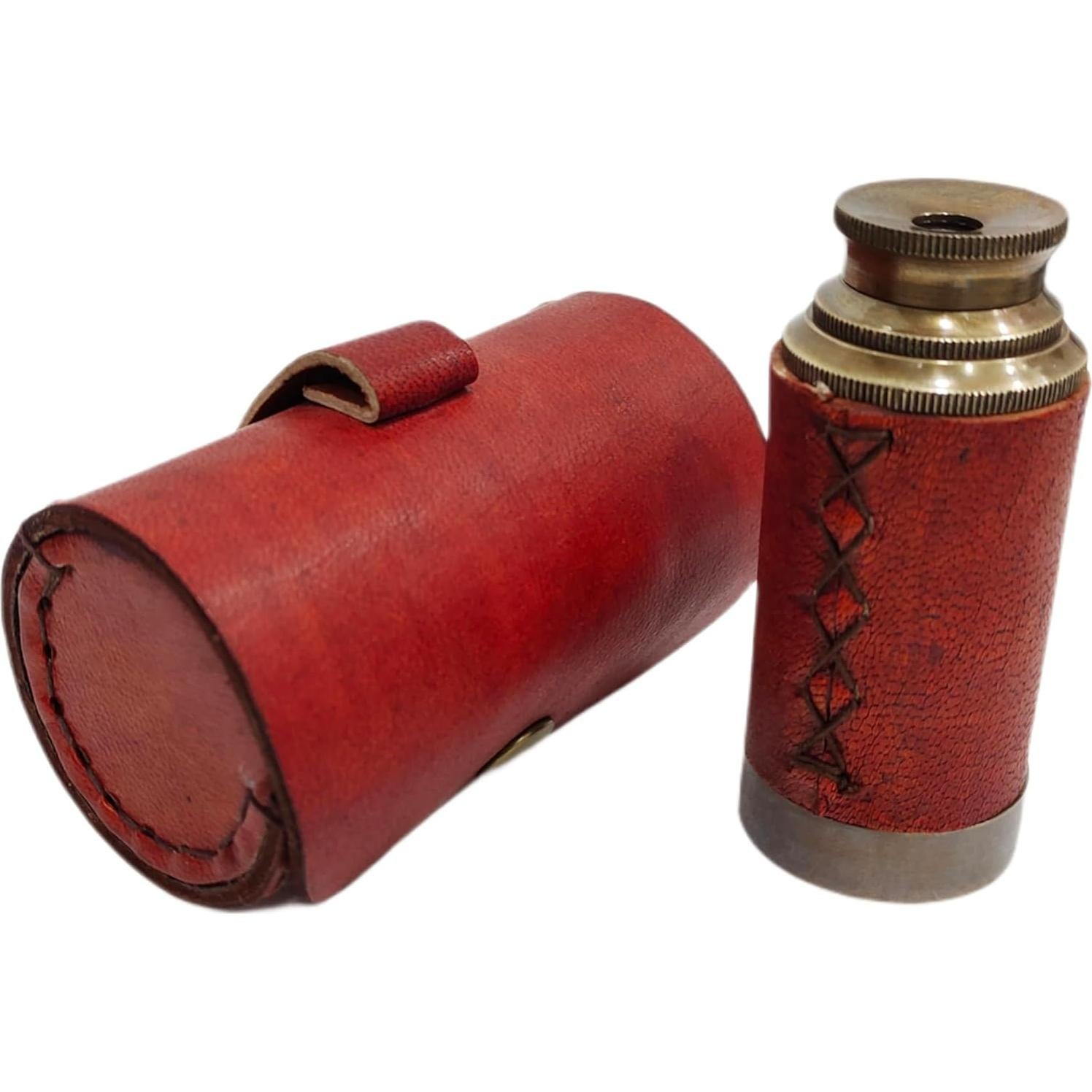 Telescopio de Mano Latón 15,24 cm con Estuche Cuero