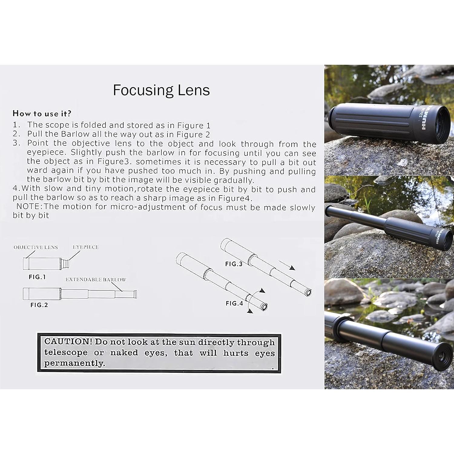 Telescopio Monocular HUMVEE 12x30 para Camping y Caza