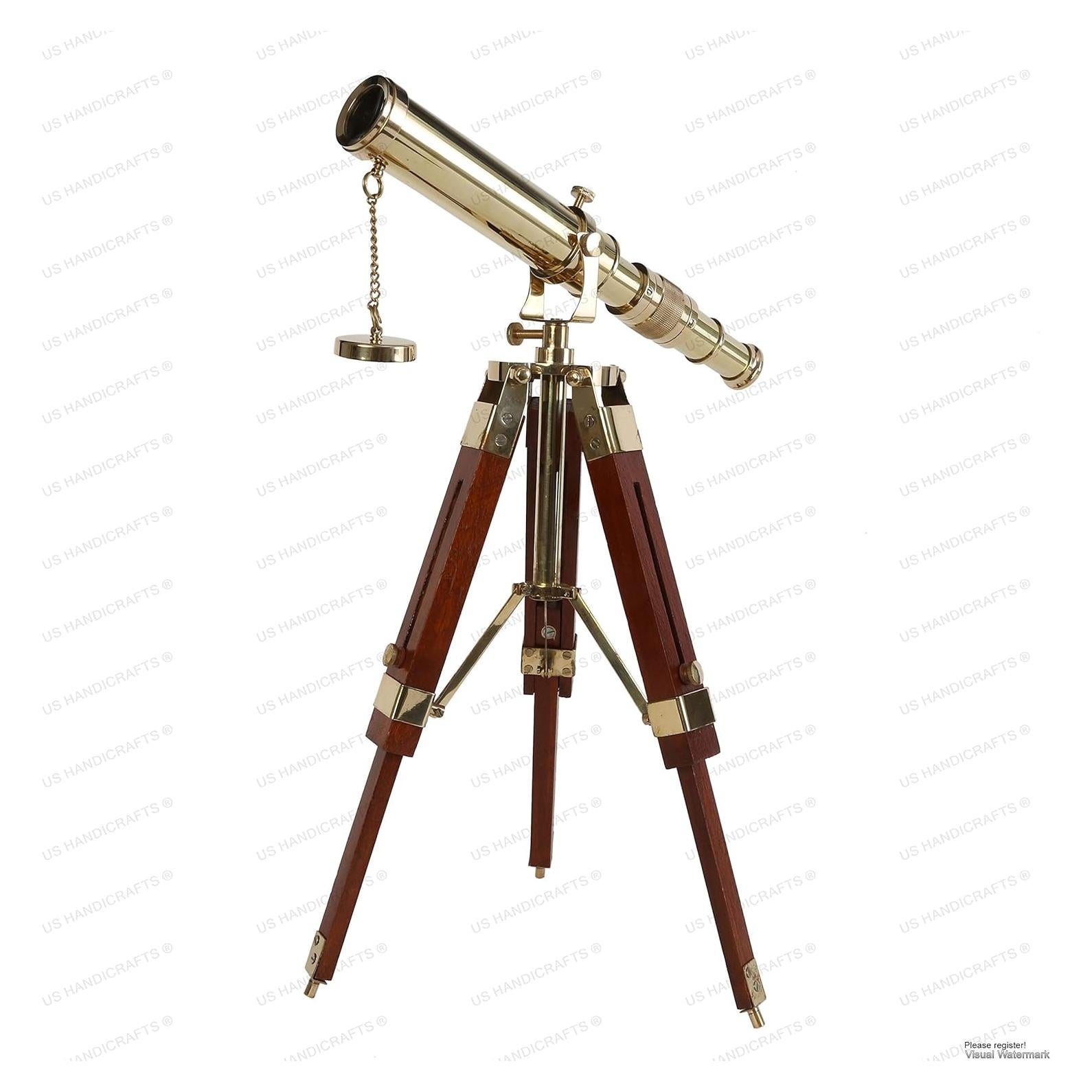 Telescopio Vintage de Bronce 22,86x10,16x38,1cm con Trípode