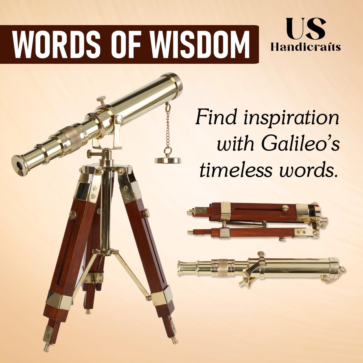 Telescopio Vintage de Bronce 22,86x10,16x38,1cm con Trípode