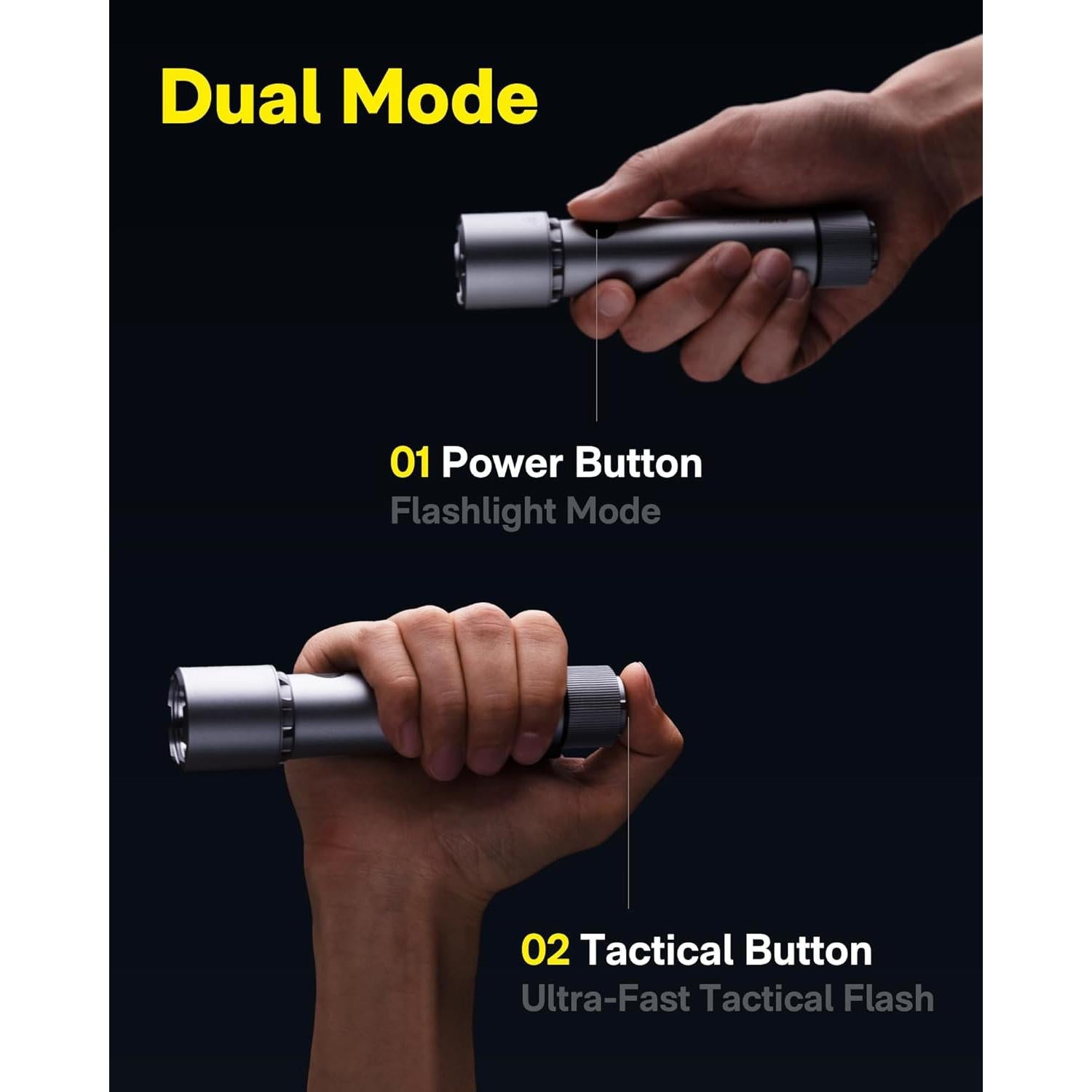 Linterna LED HOTO Táctica Recargable IP68 2300lm 5 Modos