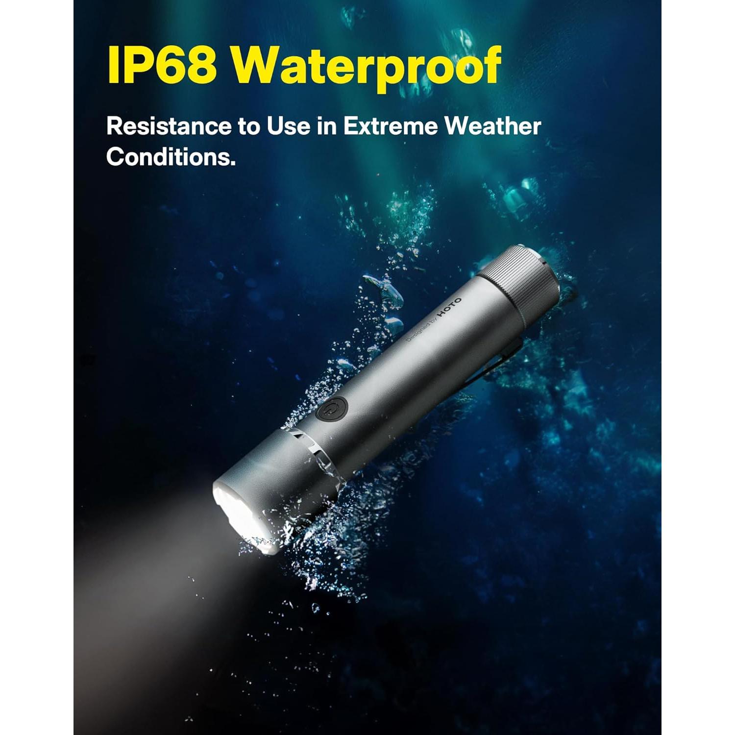 Linterna LED HOTO Táctica Recargable IP68 2300lm 5 Modos