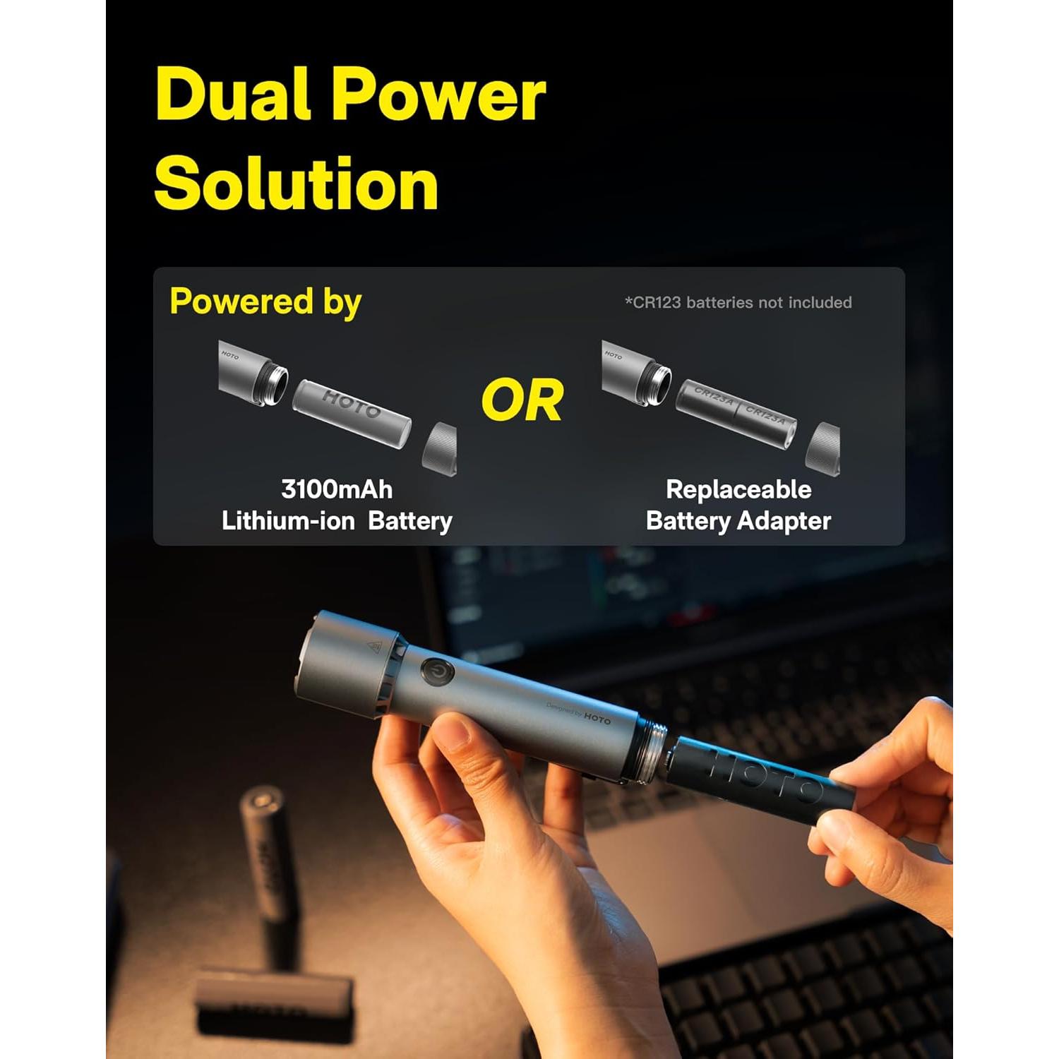 Linterna LED HOTO Táctica Recargable IP68 2300lm 5 Modos