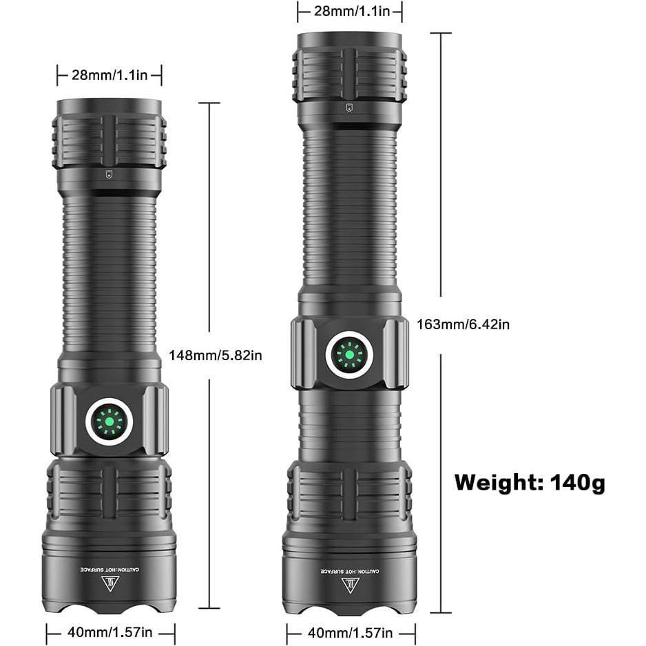 Linterna táctica recargable USB C HaixnFire 6000 lúmenes