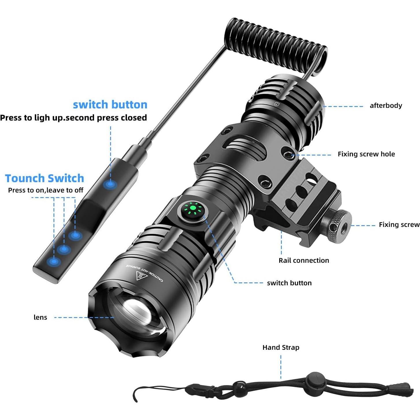 Linterna táctica recargable USB C HaixnFire 6000 lúmenes