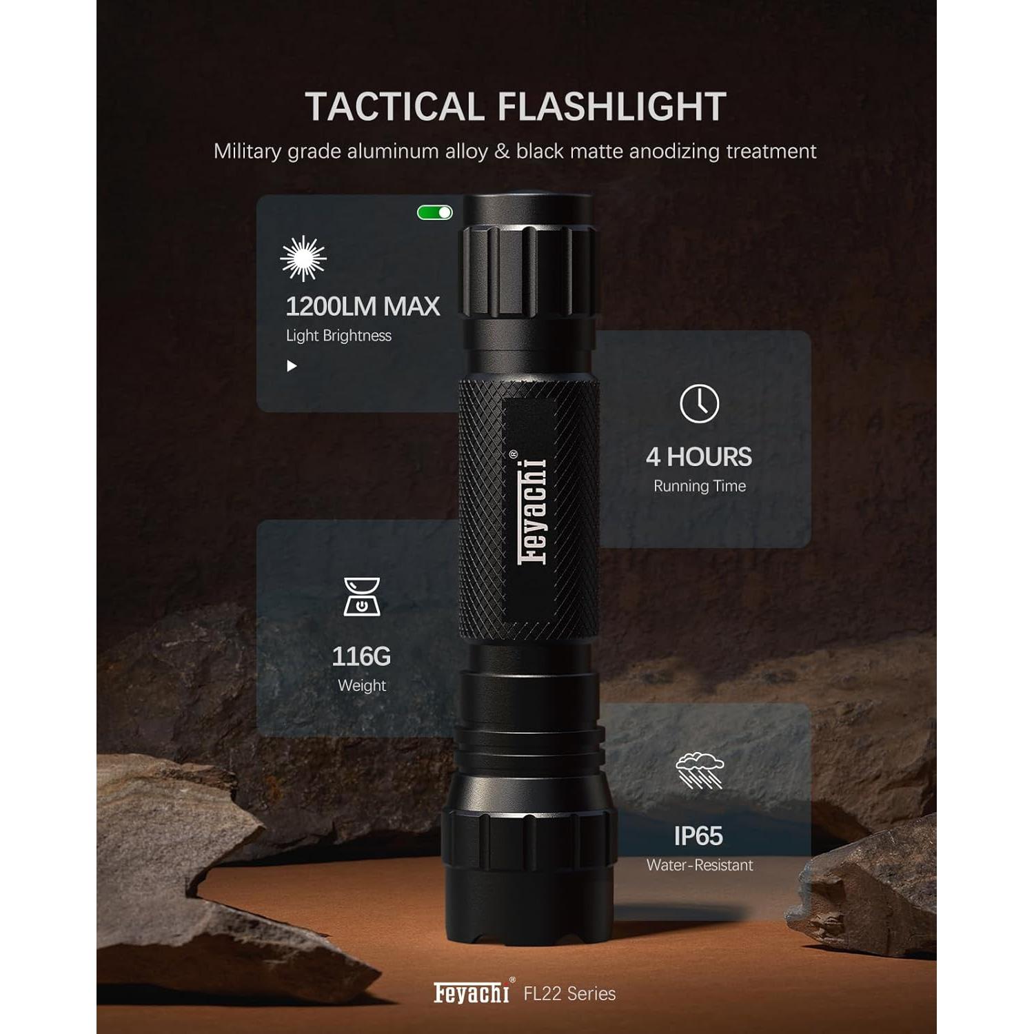 Linterna Táctica Feyachi 1200 Lúmenes LED Impermeable