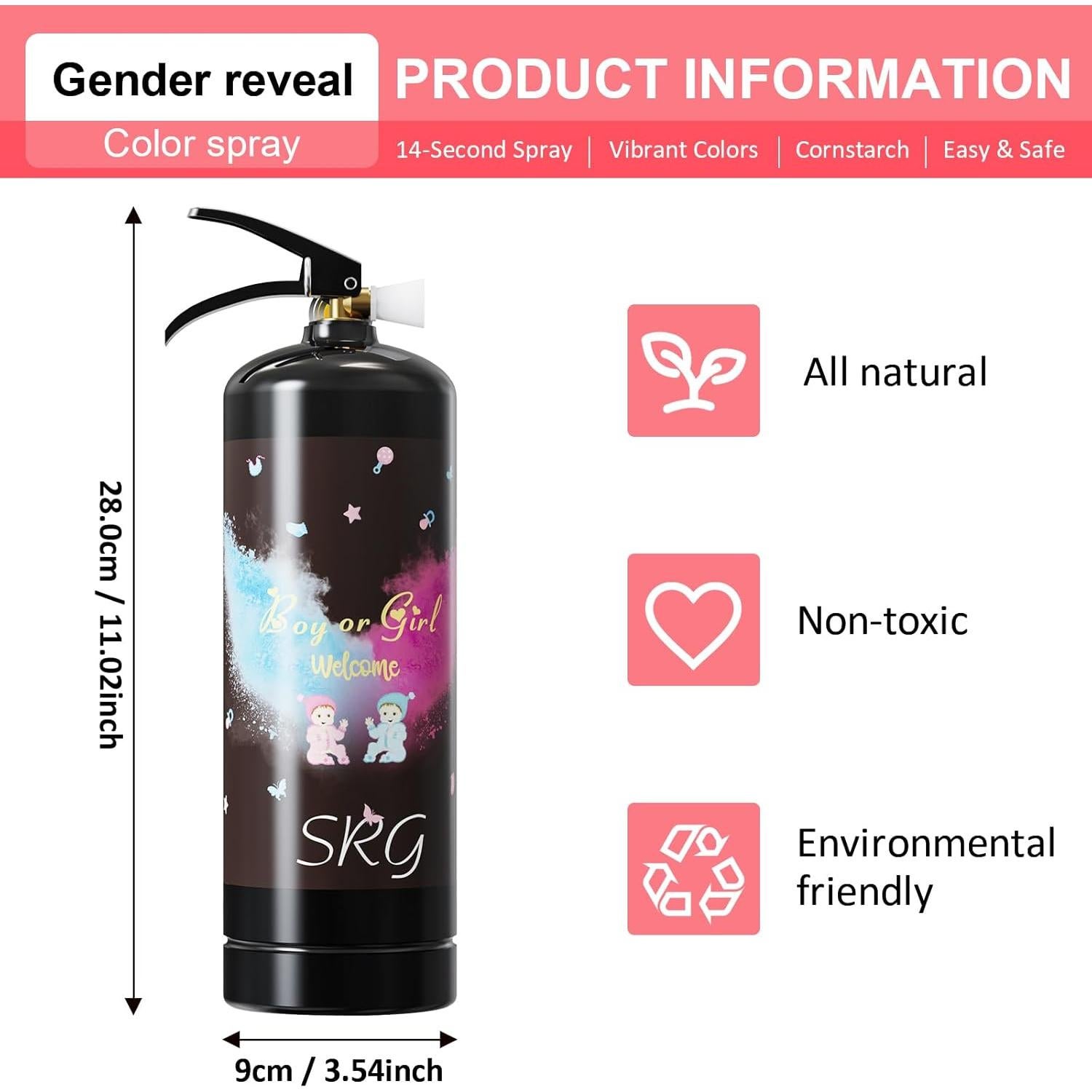 Extintor Revelación de Género Rosa SRG | 2 Paquetes 6.1m