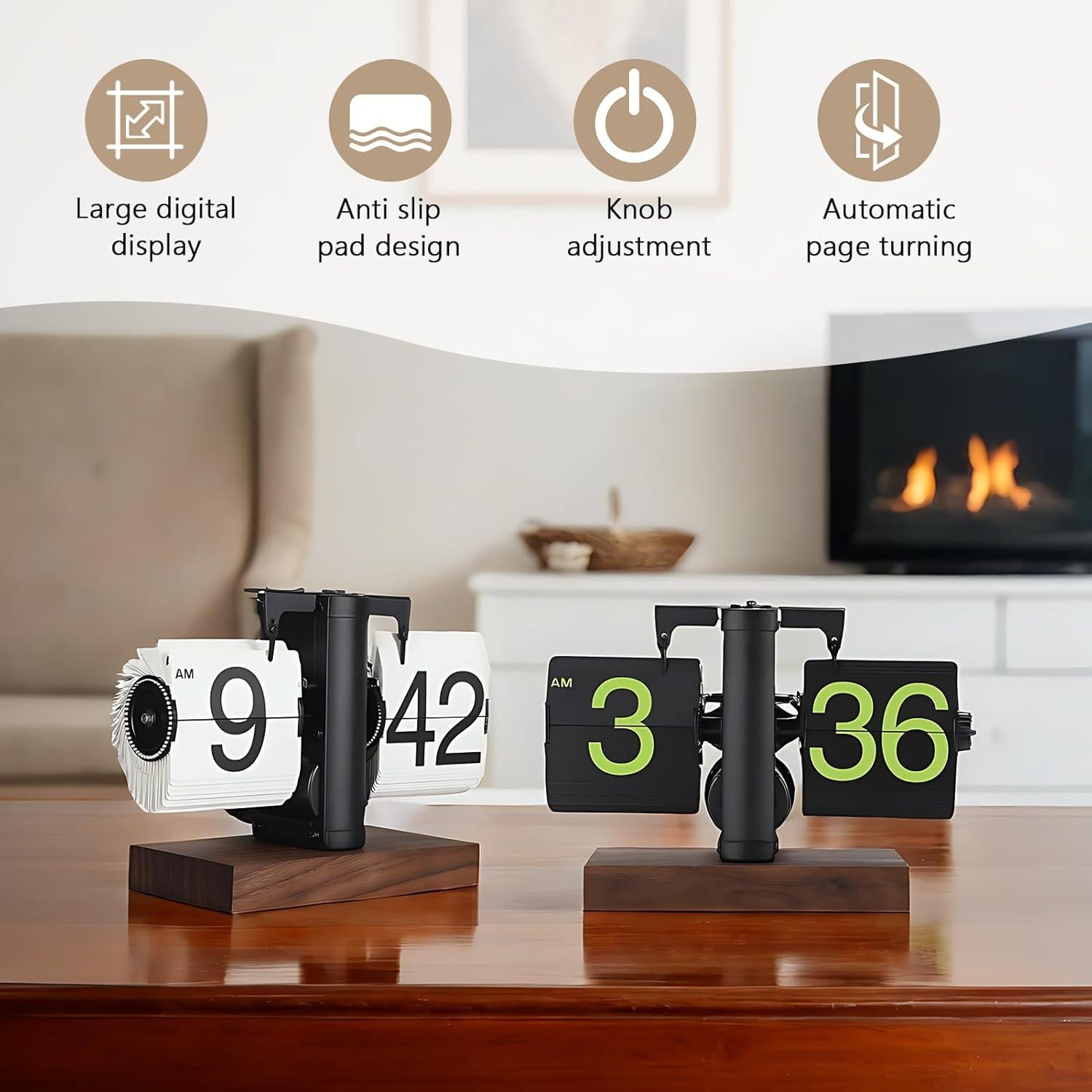 Reloj de Mesa Digital FOSA Retro Mecánico Negro 14.22 cm