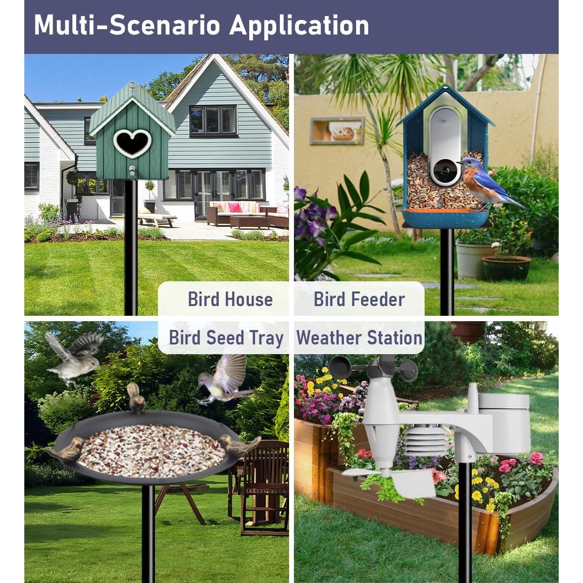 Soporte para Comedero de Aves Ansionsol 2.29m Ajustable Negro