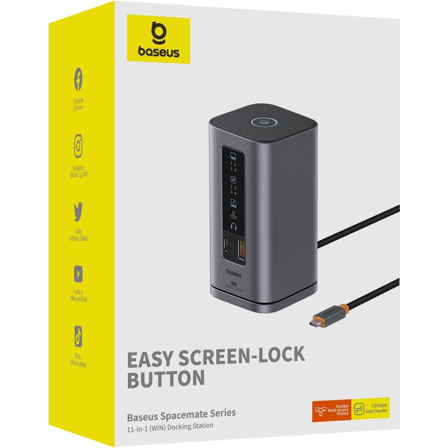 Baseus Estación de Acoplamiento 11 en 1 Triple Pantalla 4K