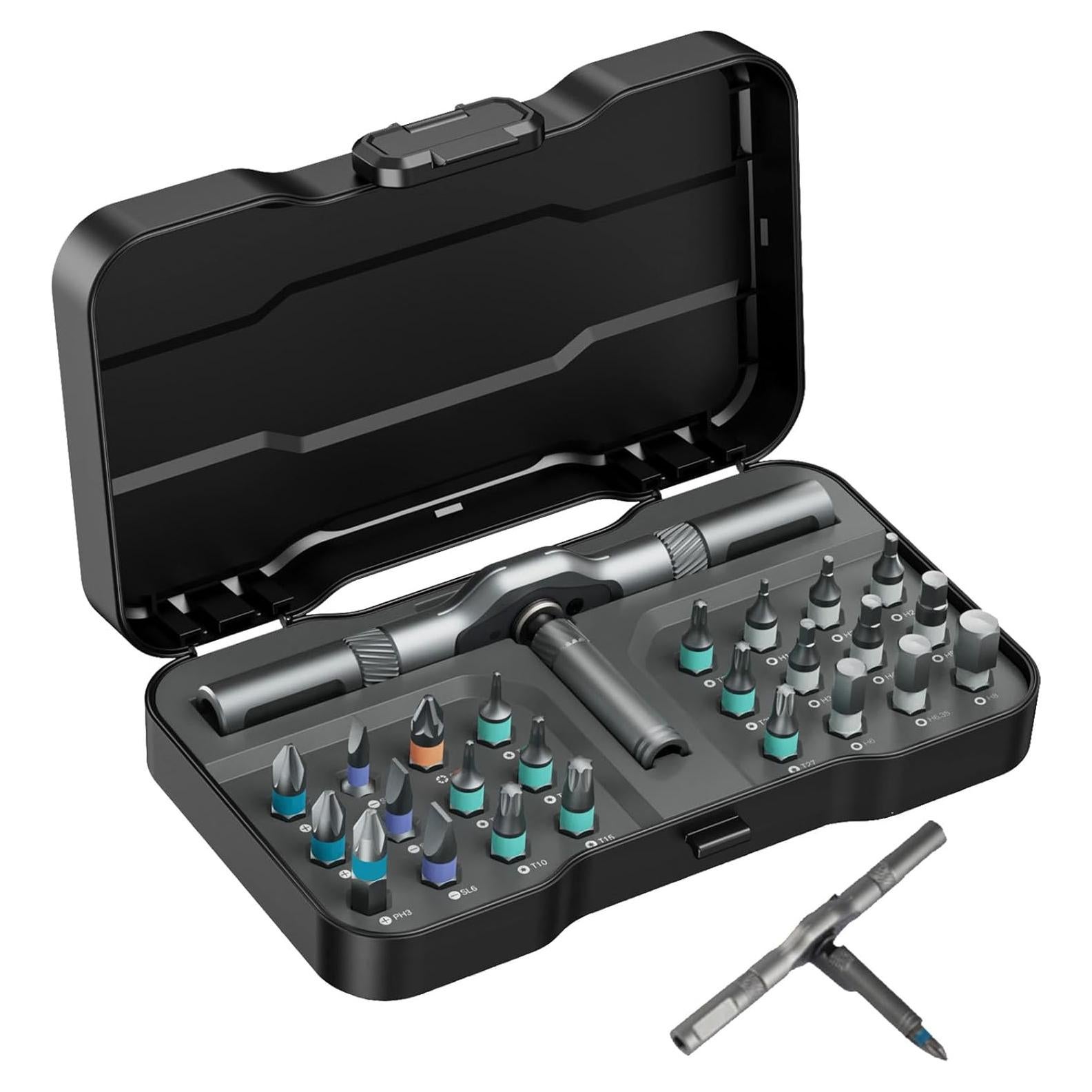 Juego de Destornilladores Magnéticos 24 en 1 AMIR con Mango Trinquete