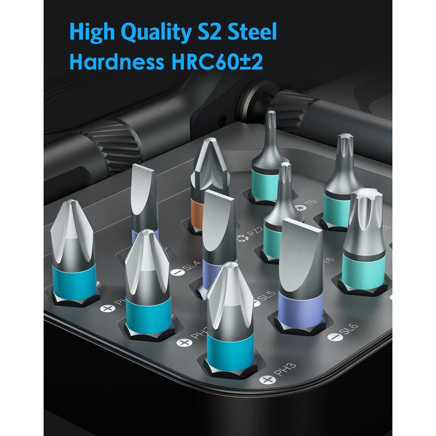 Juego de Destornilladores Magnéticos 24 en 1 AMIR con Mango Trinquete