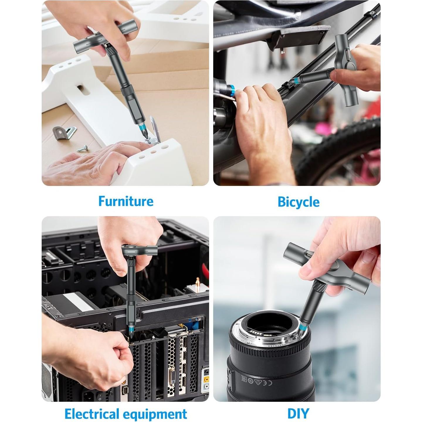 Juego de Destornilladores Magnéticos 24 en 1 AMIR con Mango Trinquete