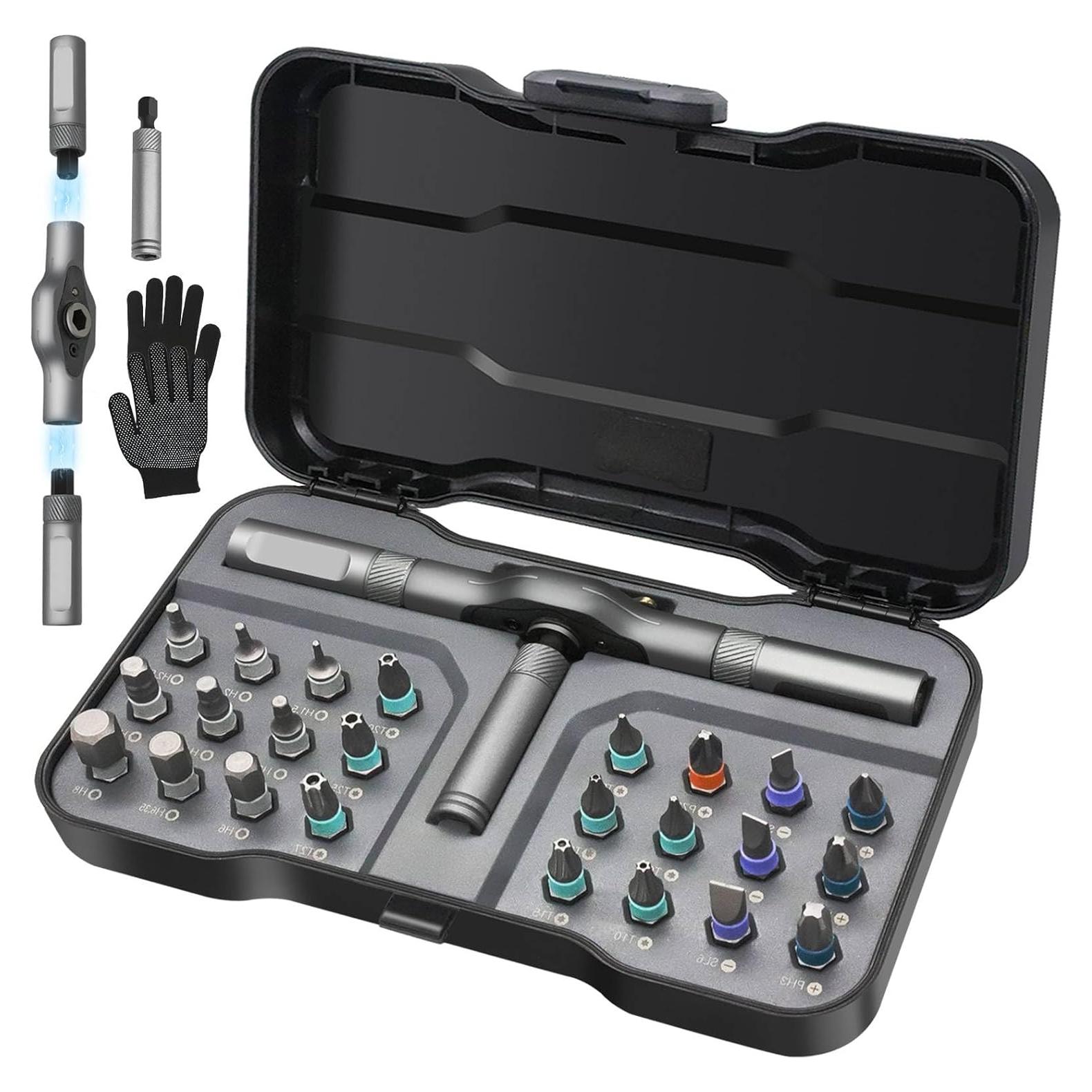 Juego de Destornilladores Magnéticos 24 en 1 HYLEBOR con Mango Desmontable