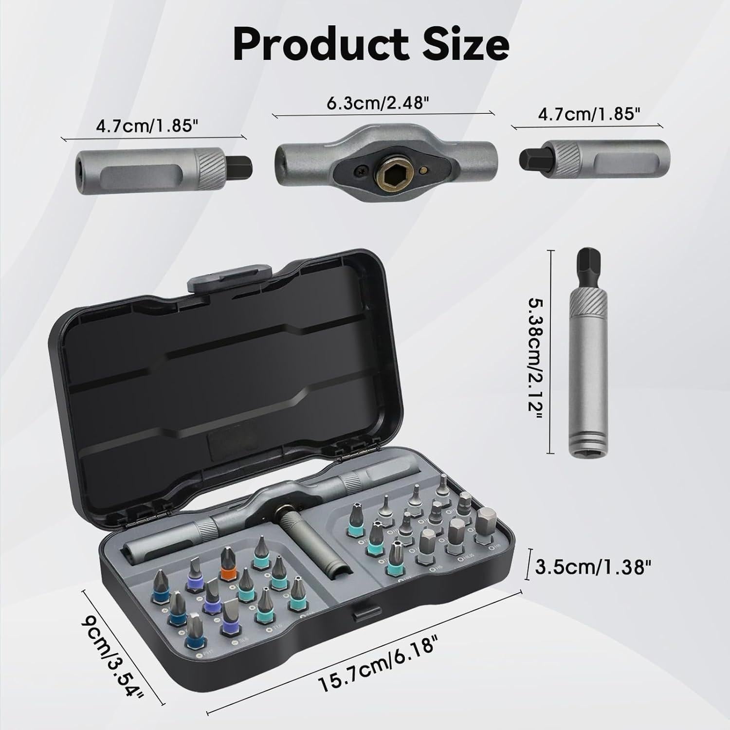Juego de Destornilladores Magnéticos 24 en 1 HYLEBOR con Mango Desmontable