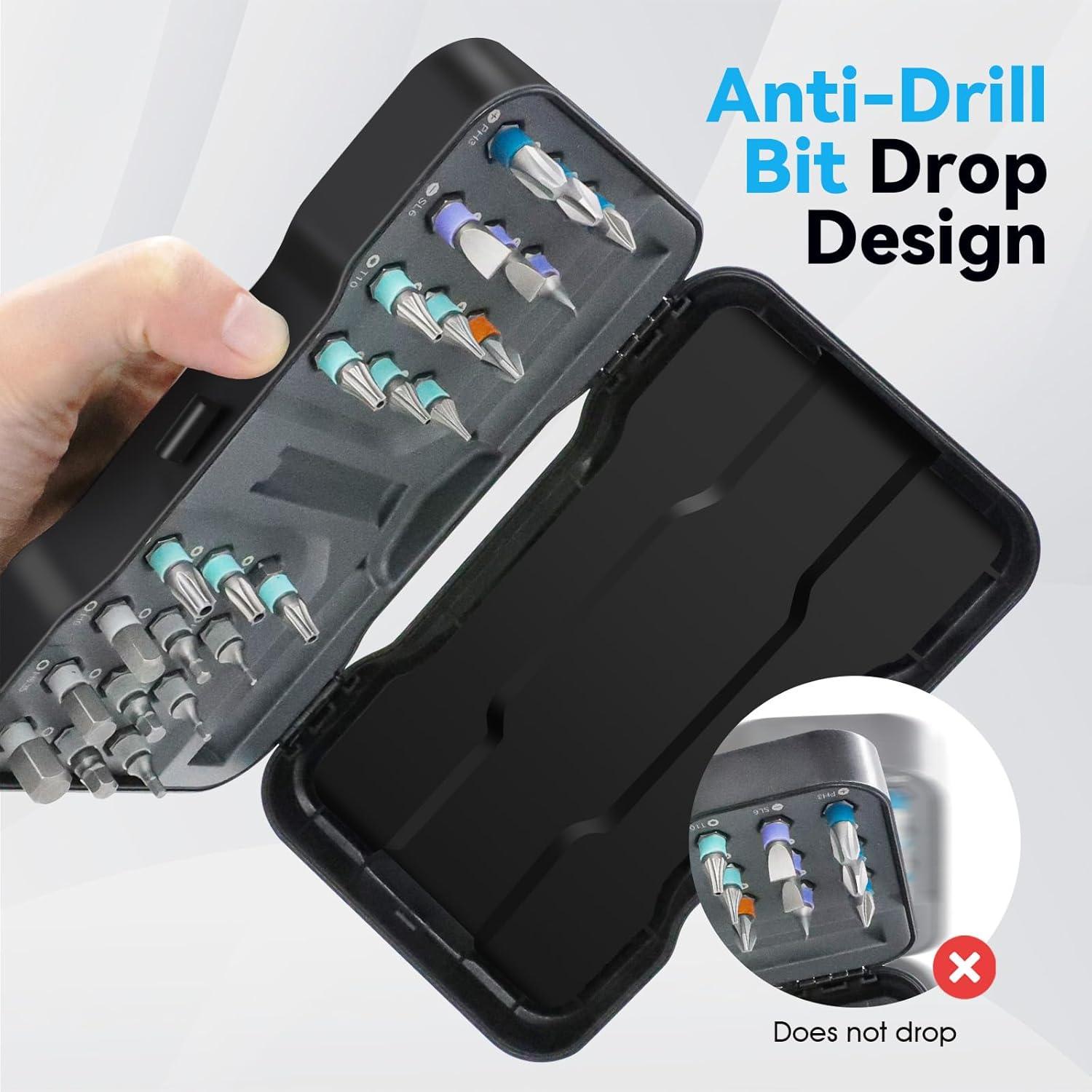 Juego de Destornilladores Magnéticos 24 en 1 HYLEBOR con Mango Desmontable