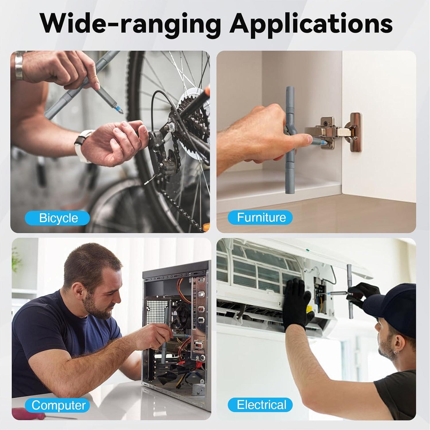 Juego de Destornilladores Magnéticos 24 en 1 HYLEBOR con Mango Desmontable