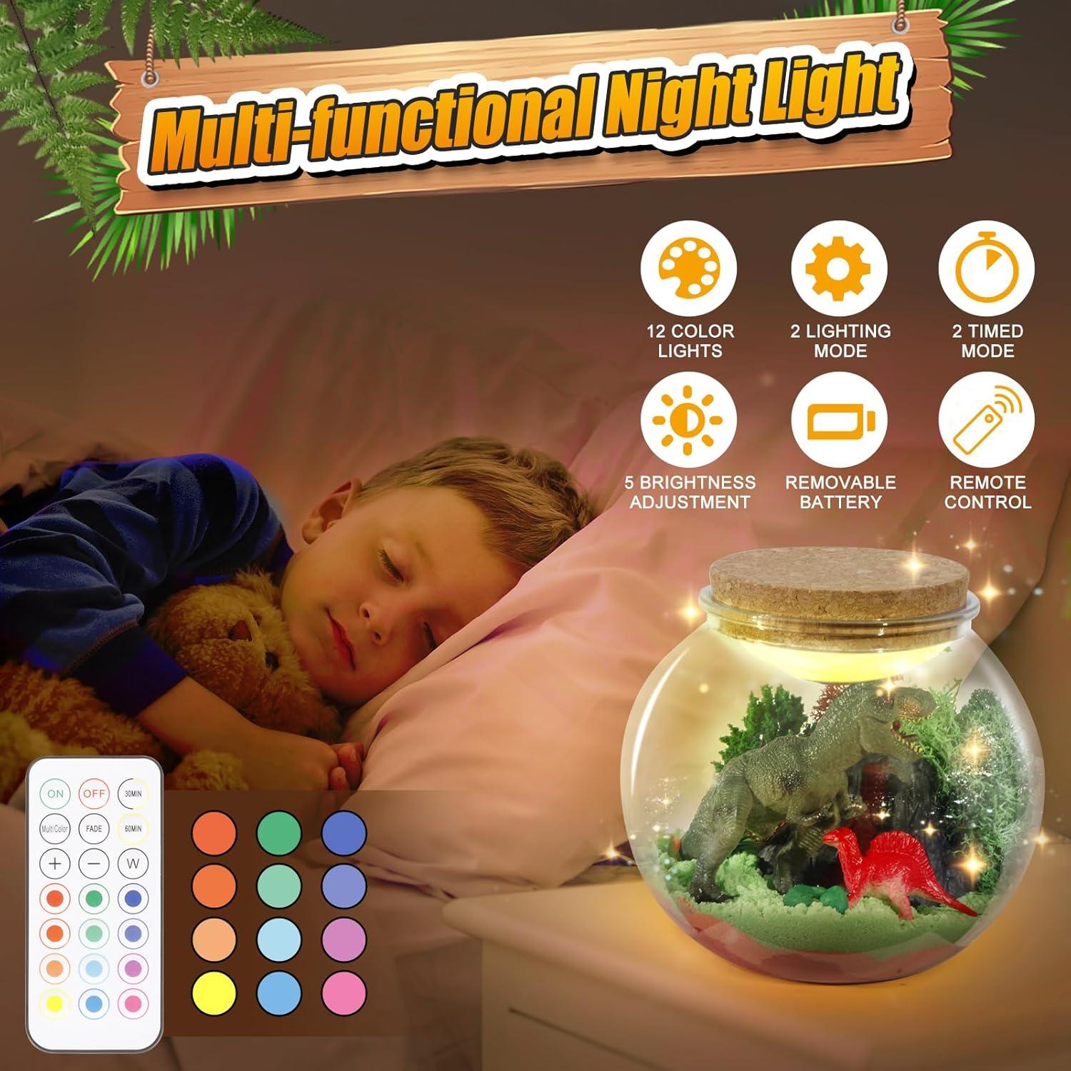 Kit de Terrario de Dinosaurios 7july - Luz Nocturna LED