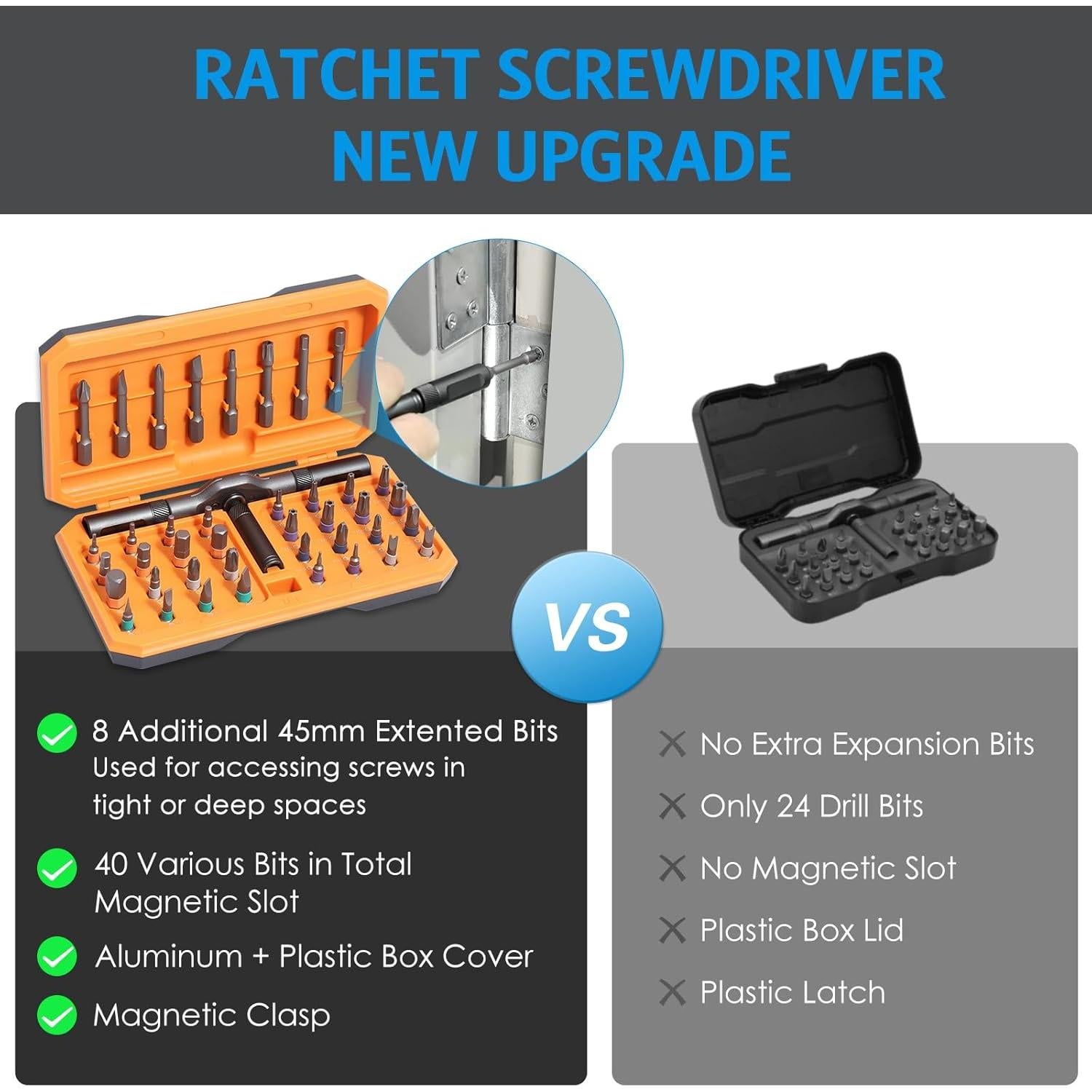 Kit de Destornillador de Carraca AMIR 42 en 1 con 40 Piezas