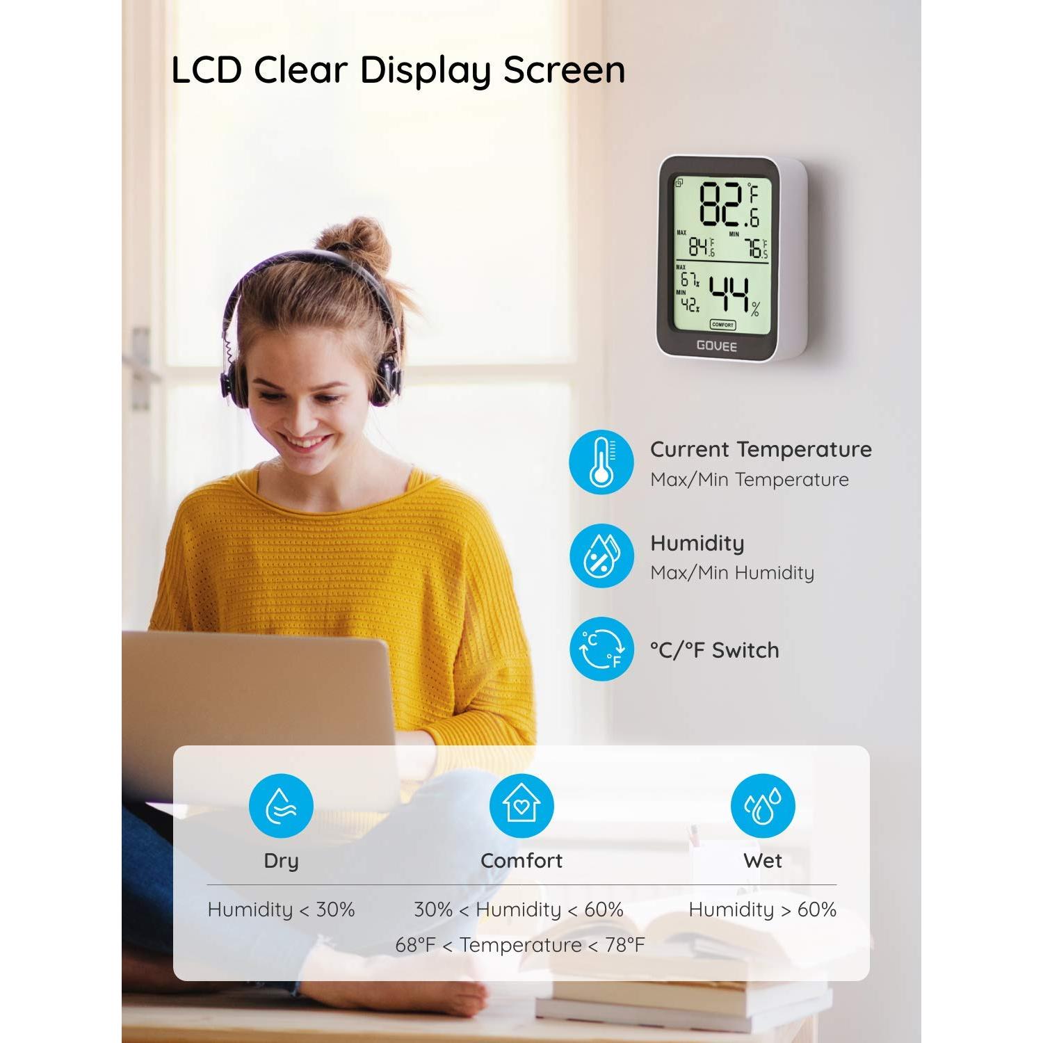 Higrómetro Termómetro Govee H5075 Bluetooth 3" Negro