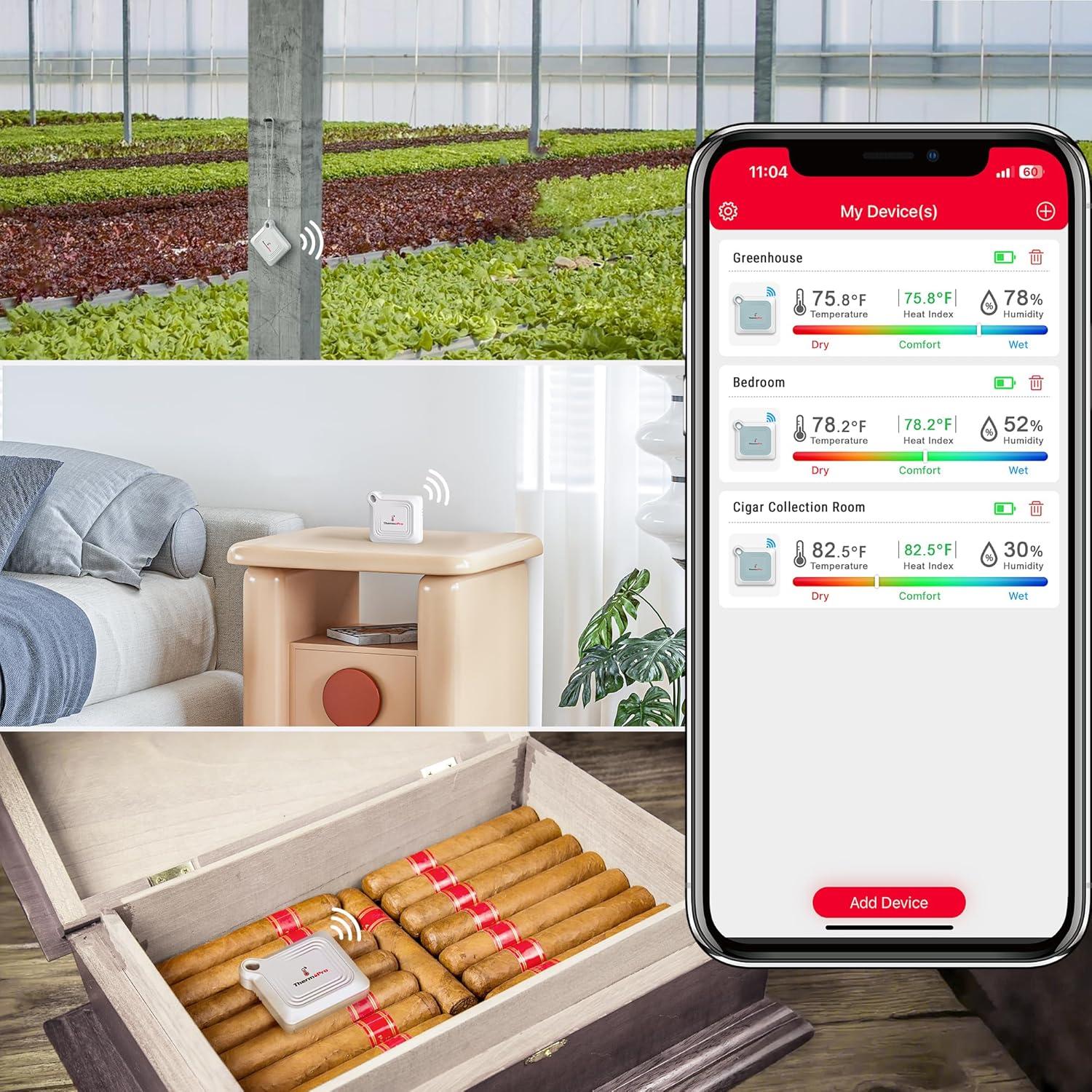 Termómetro e Higrómetro Bluetooth ThermoPro TP351 79.83m
