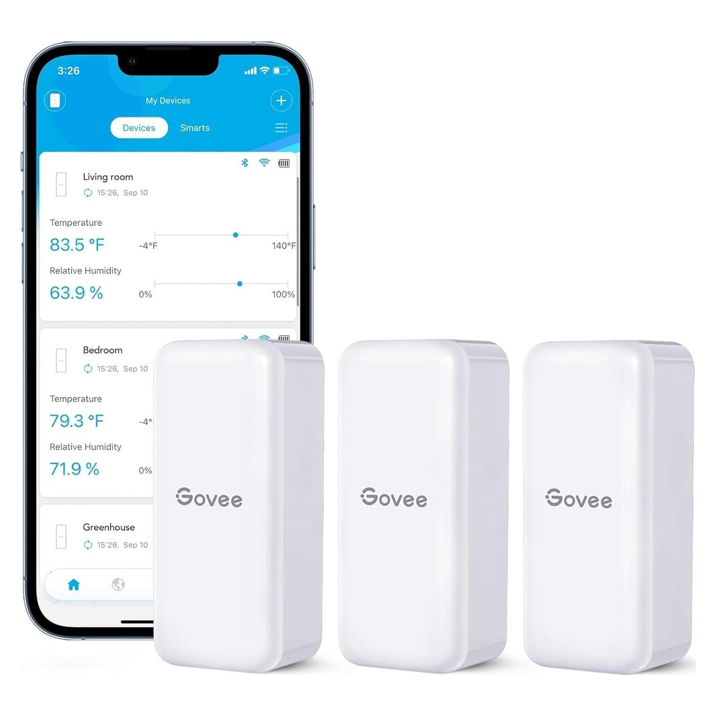 Higrómetro Termómetro Govee H5100 Paquete de 3 Bluetooth