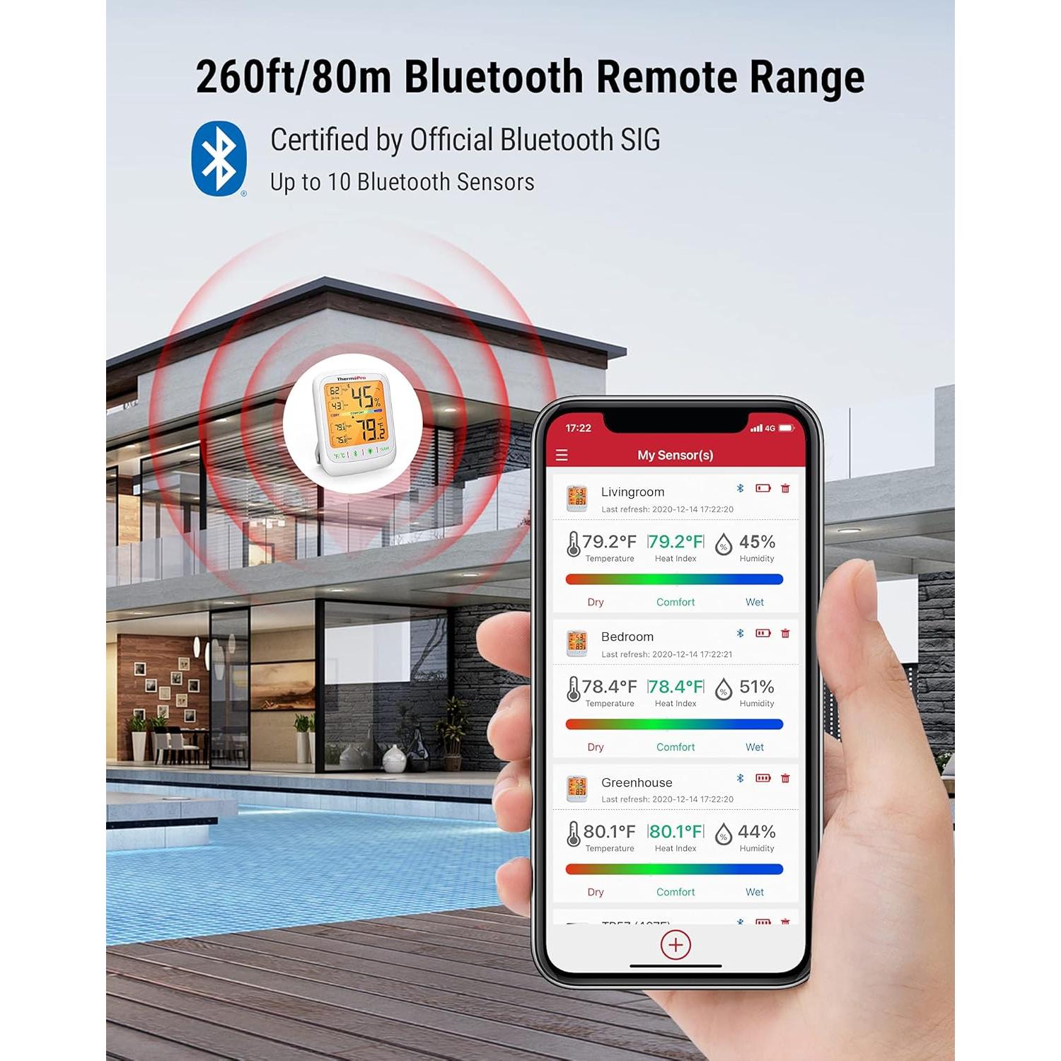 Termómetro Higrómetro Bluetooth ThermoPro TP-359-2, 79.83m