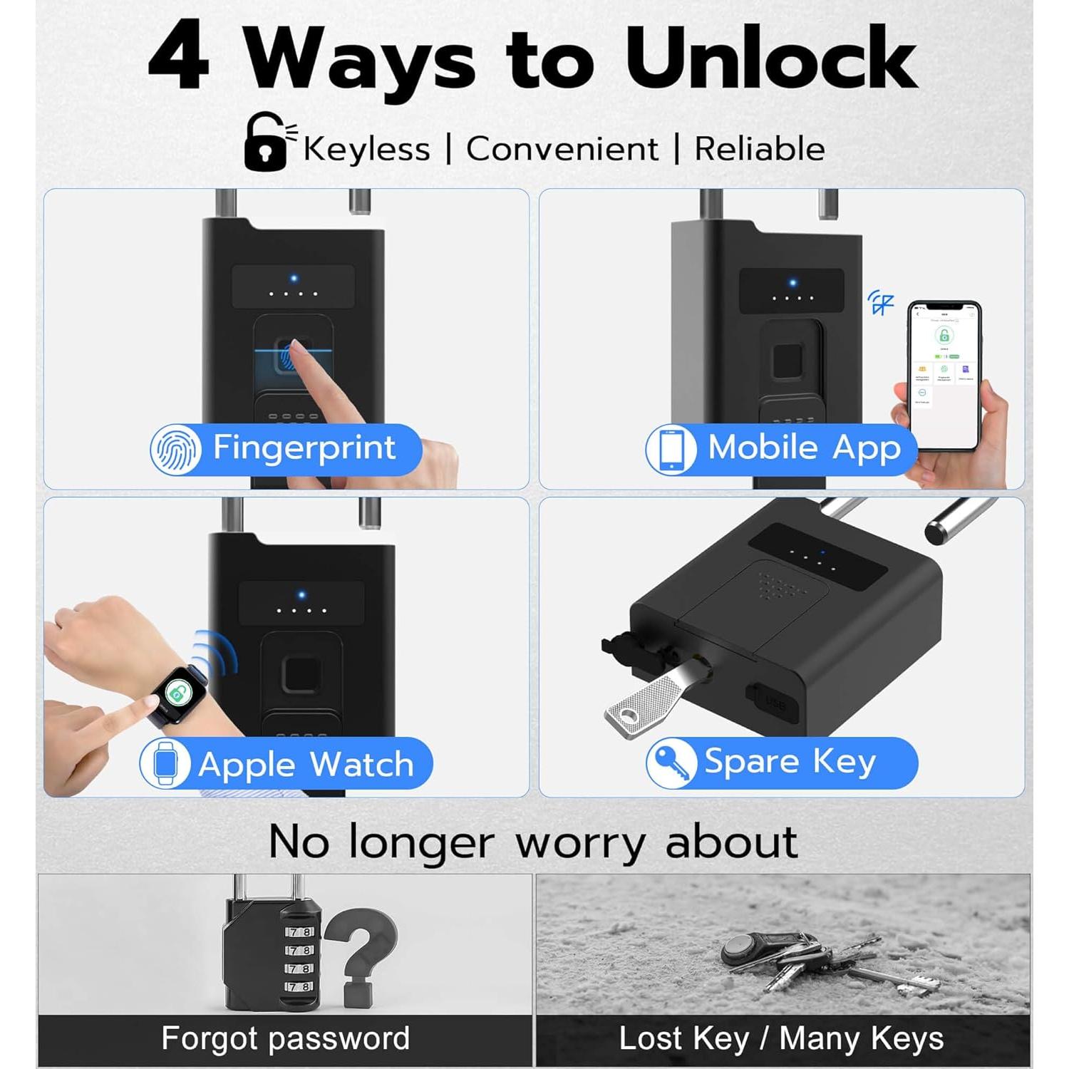 Candado Biométrico eLinkSmart HJ-P11BF con Bluetooth y Llave