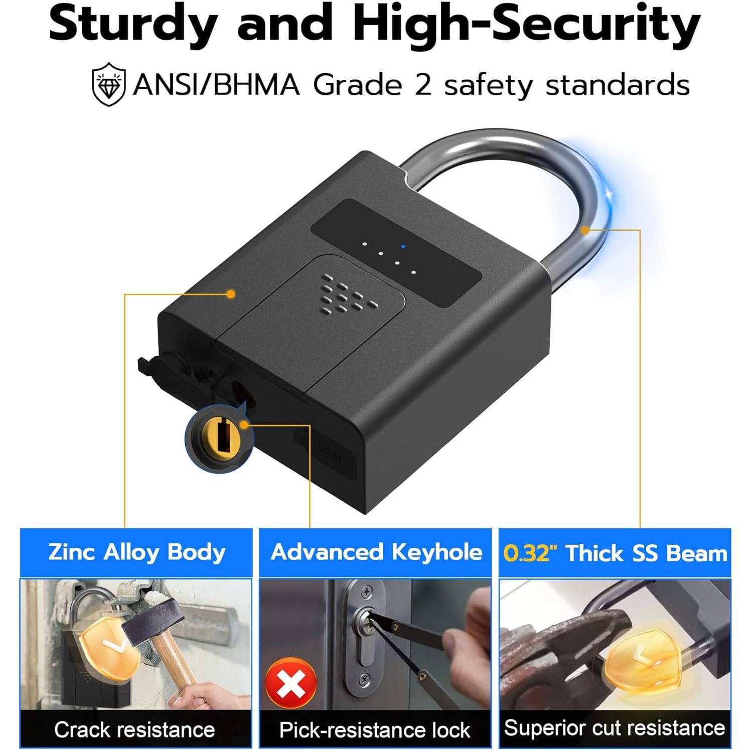 Candado Biométrico eLinkSmart HJ-P11BF con Bluetooth y Llave