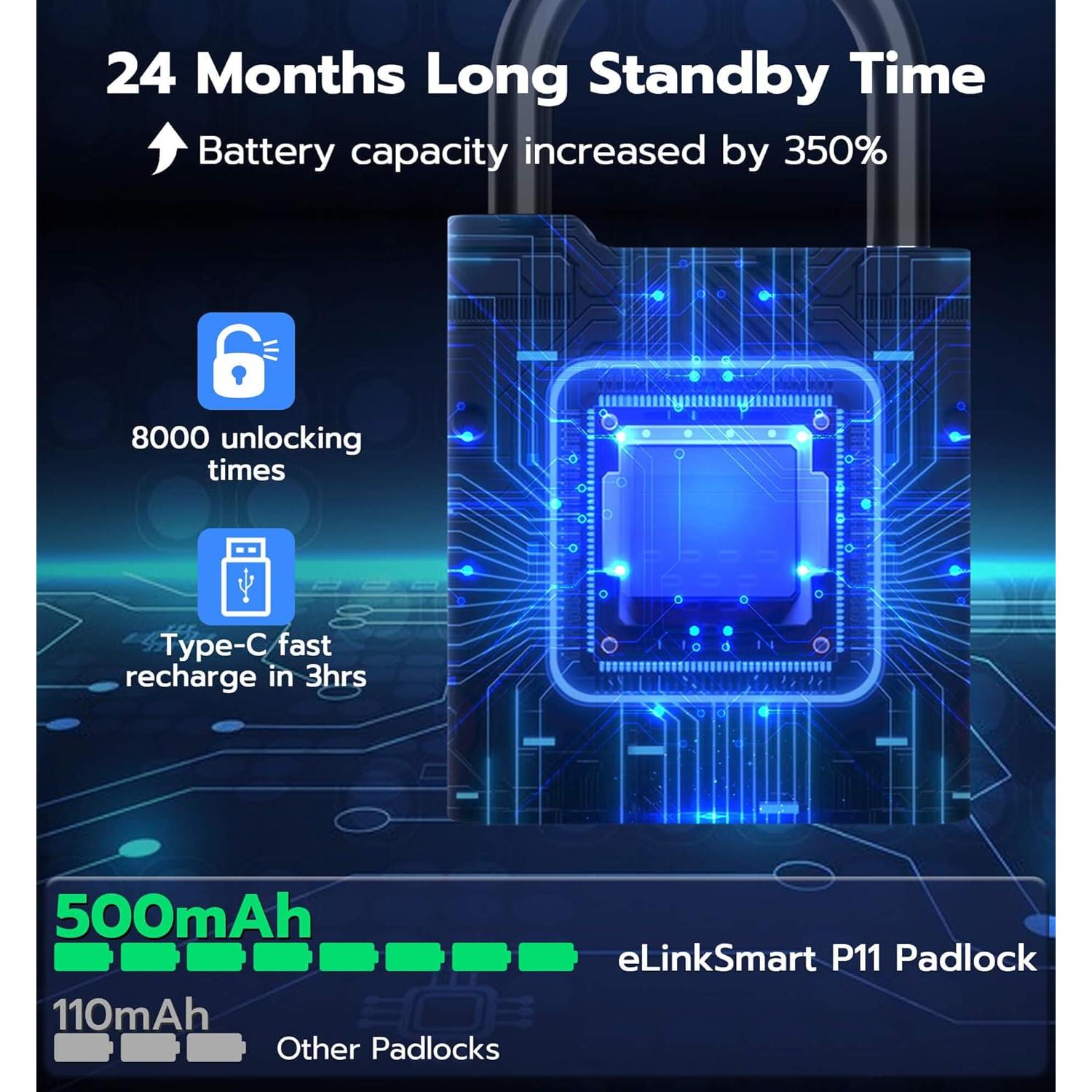 Candado Biométrico eLinkSmart HJ-P11BF con Bluetooth y Llave