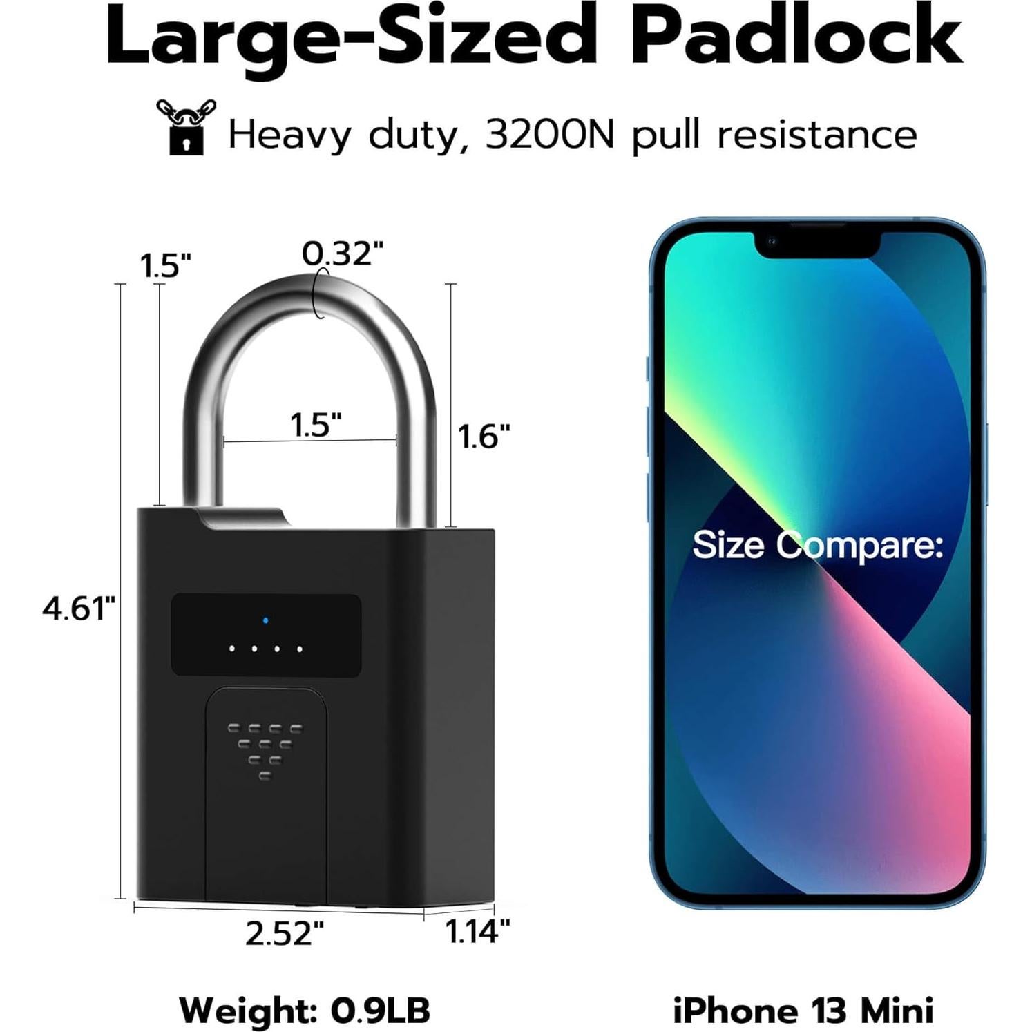 Candado Biométrico eLinkSmart HJ-P11BF con Bluetooth y Llave