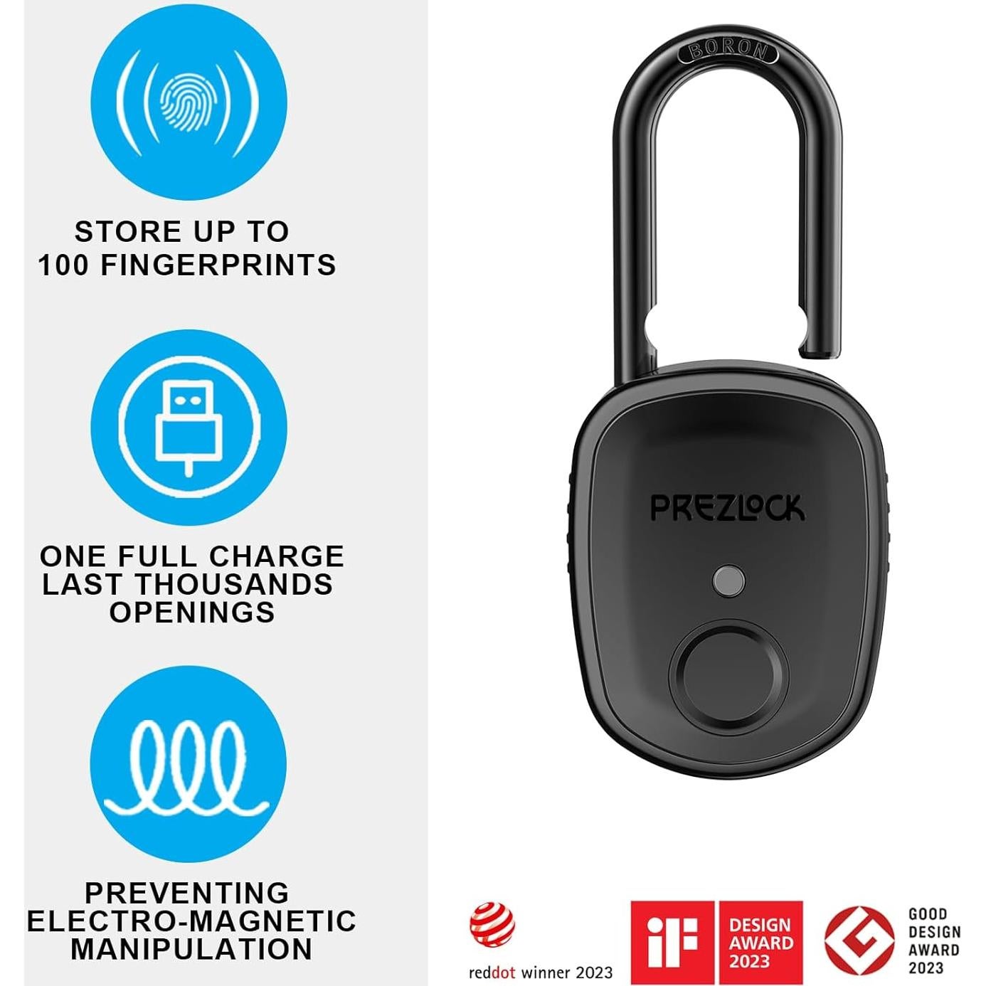 Candado Biométrico Prezlock con Huella Dactilar y Llave