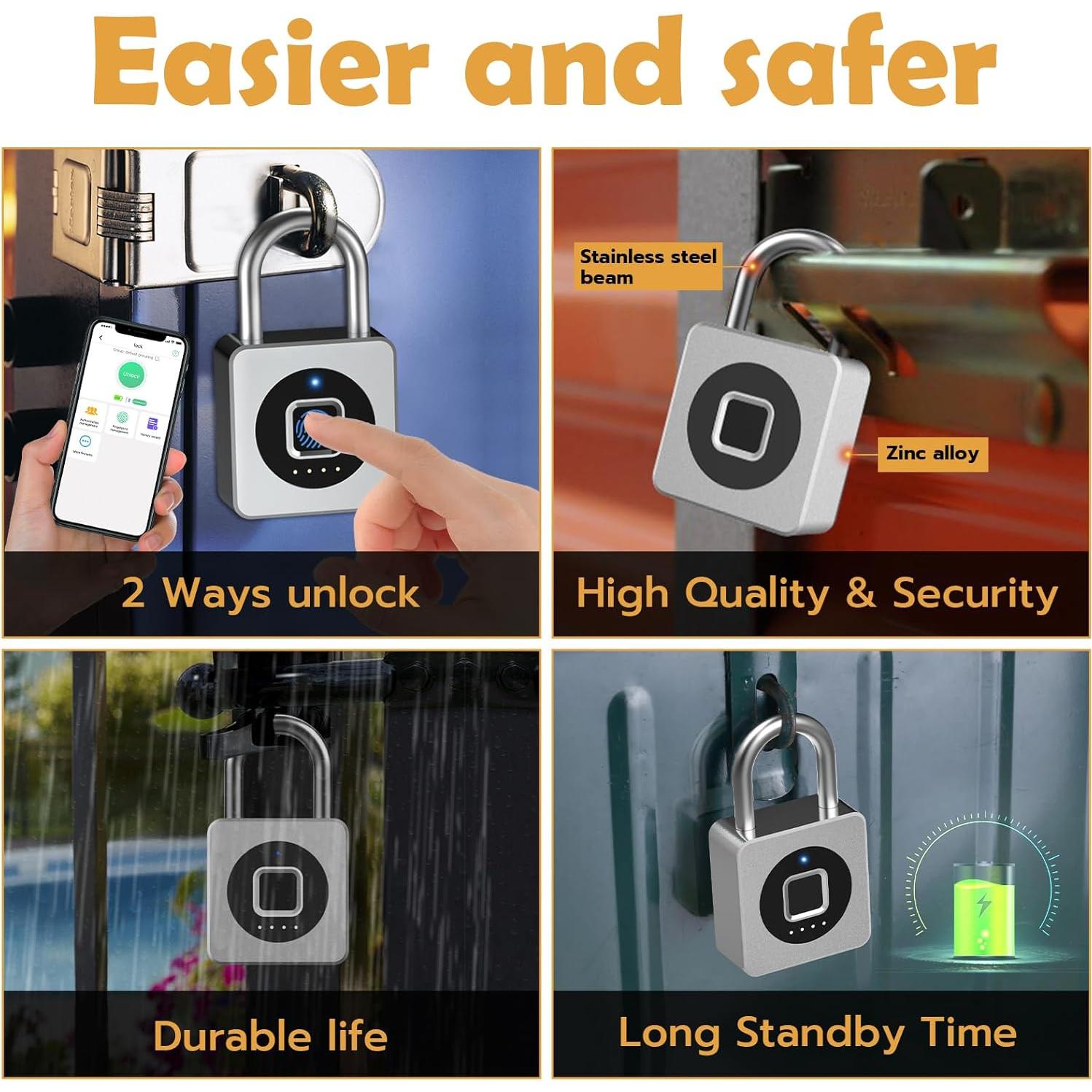 Candado Biométrico Pothunder YL-P6BF Plata con APP