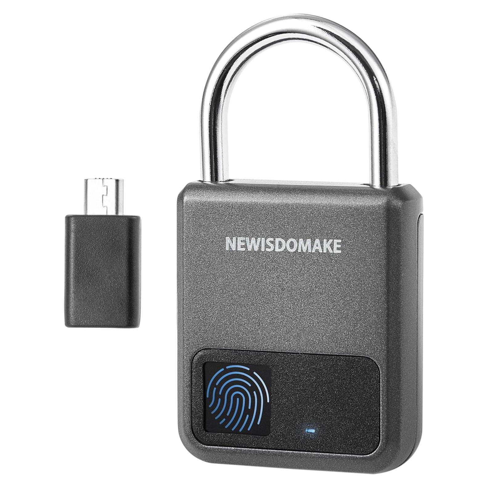 Candado Biométrico Newisdomake Gris con Huella Dactilar